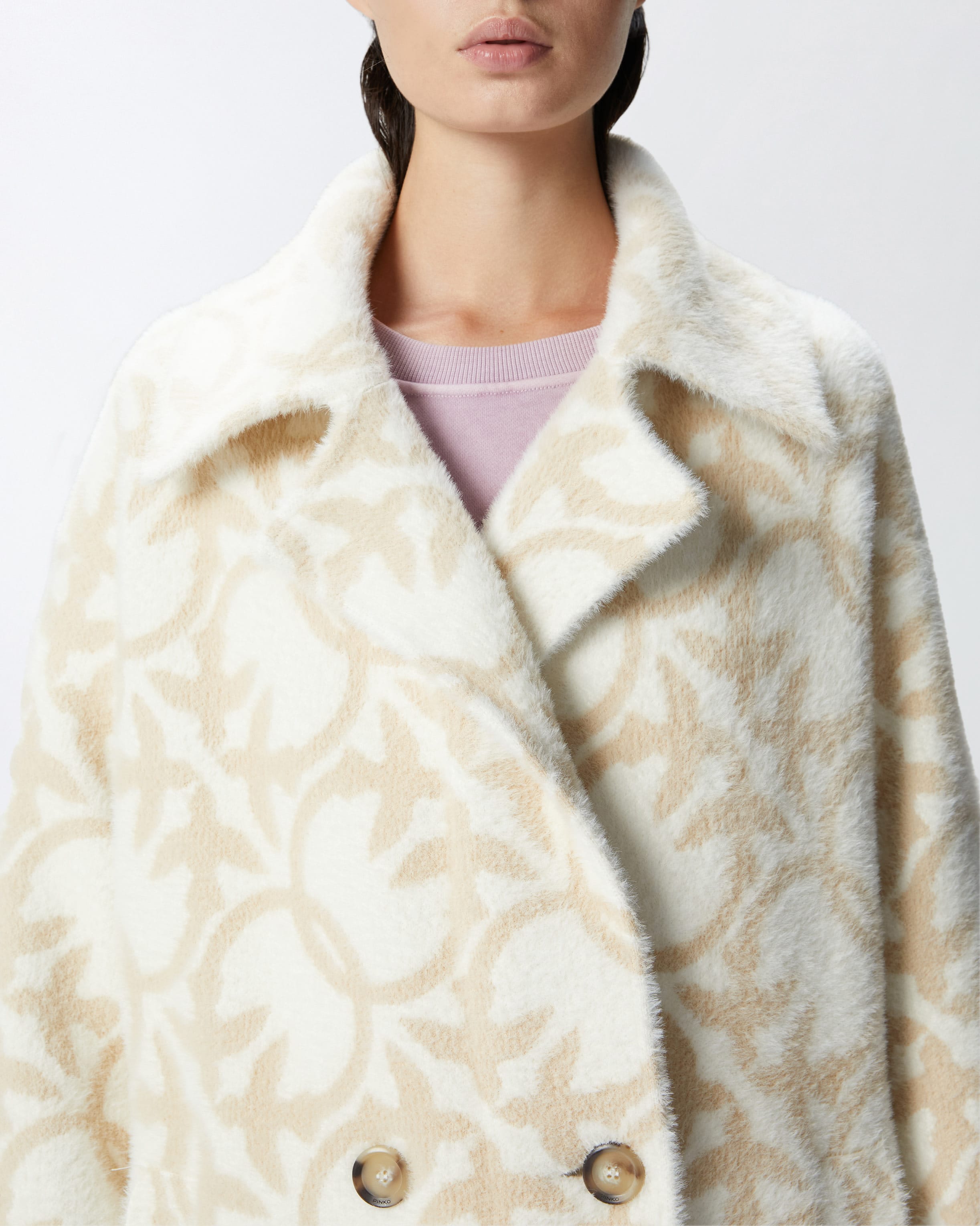 Short faux fur coat with logo PINKO Shop Online
