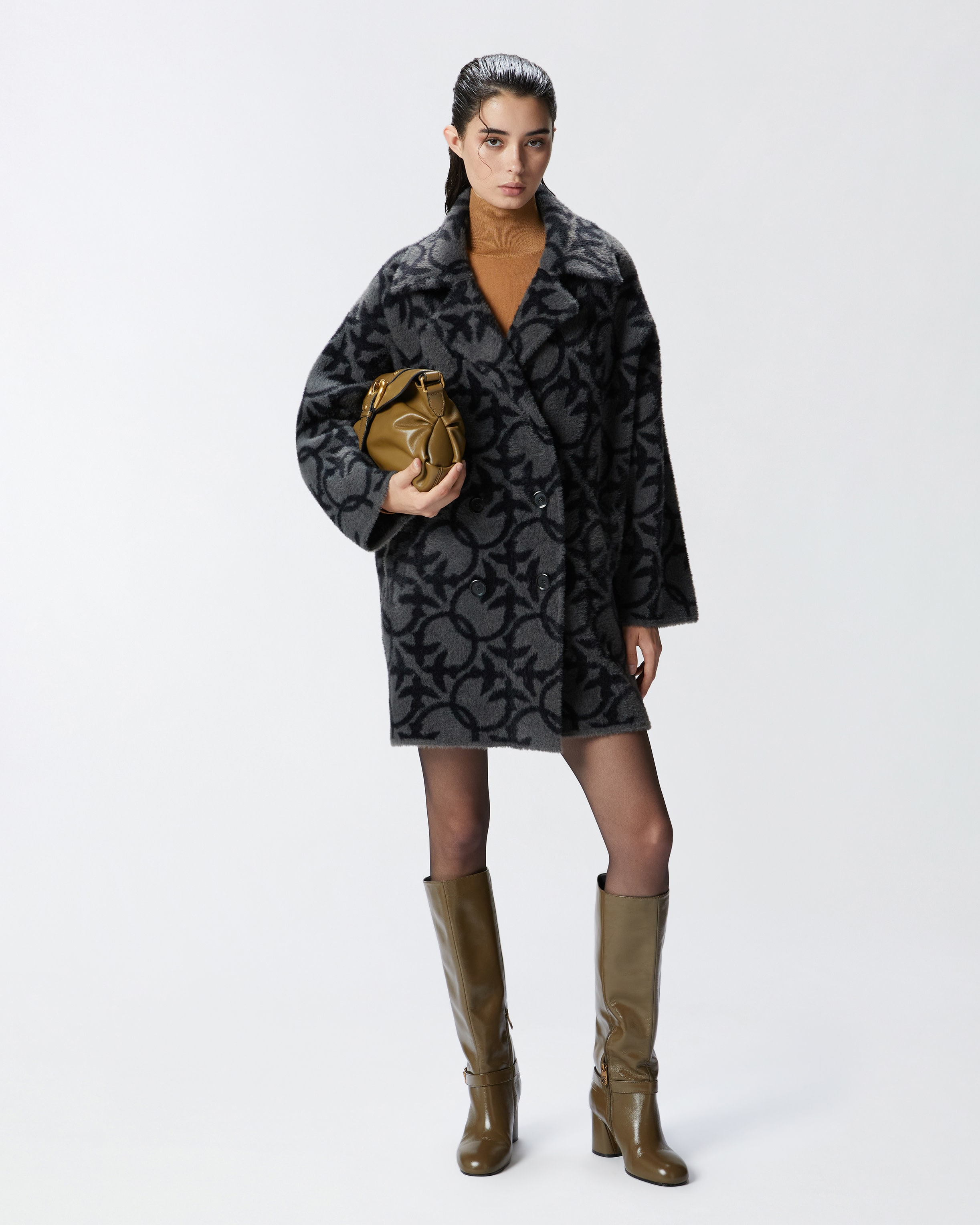 Short faux fur coat with logo PINKO Shop Online