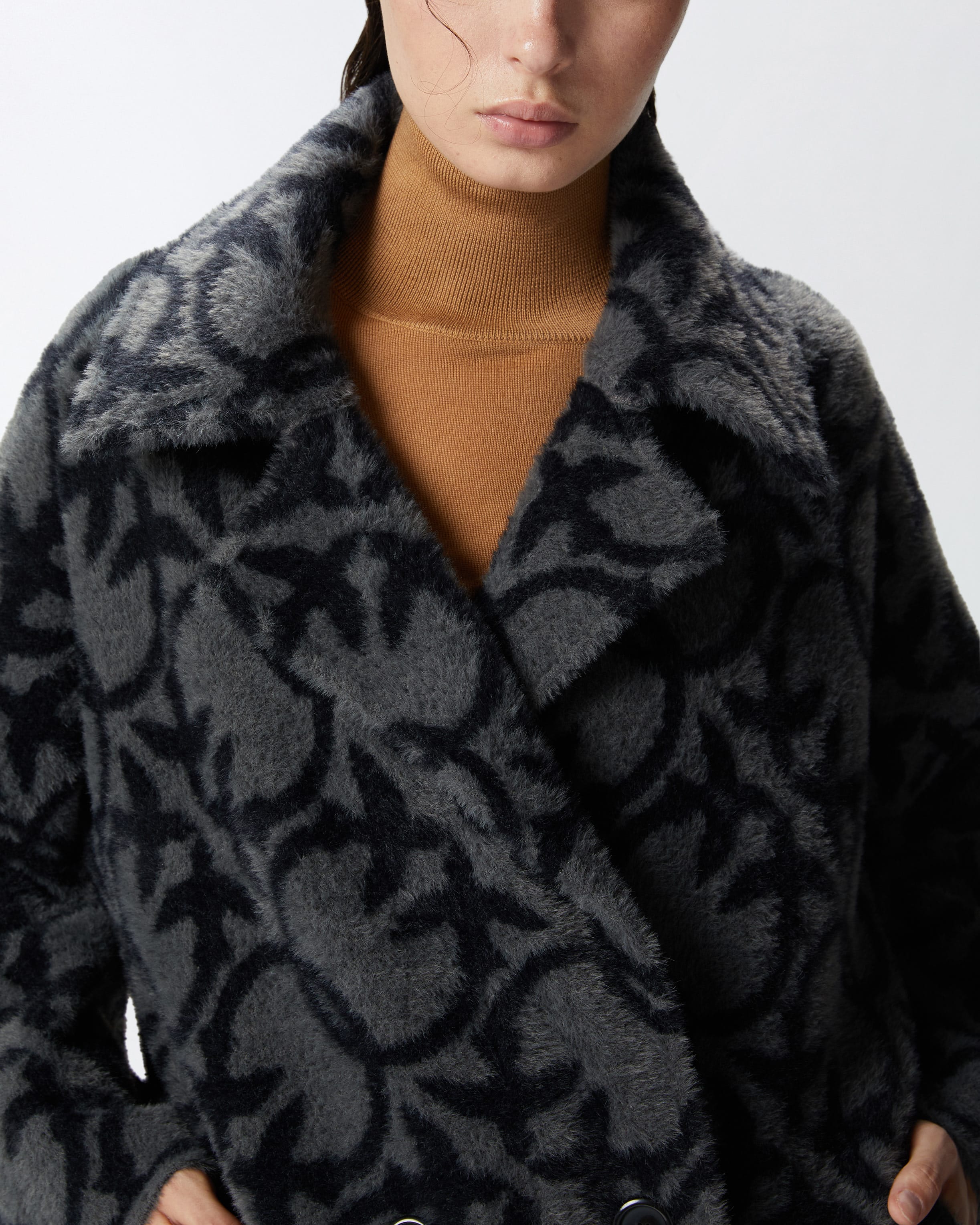 Short faux fur coat with logo PINKO Shop Online
