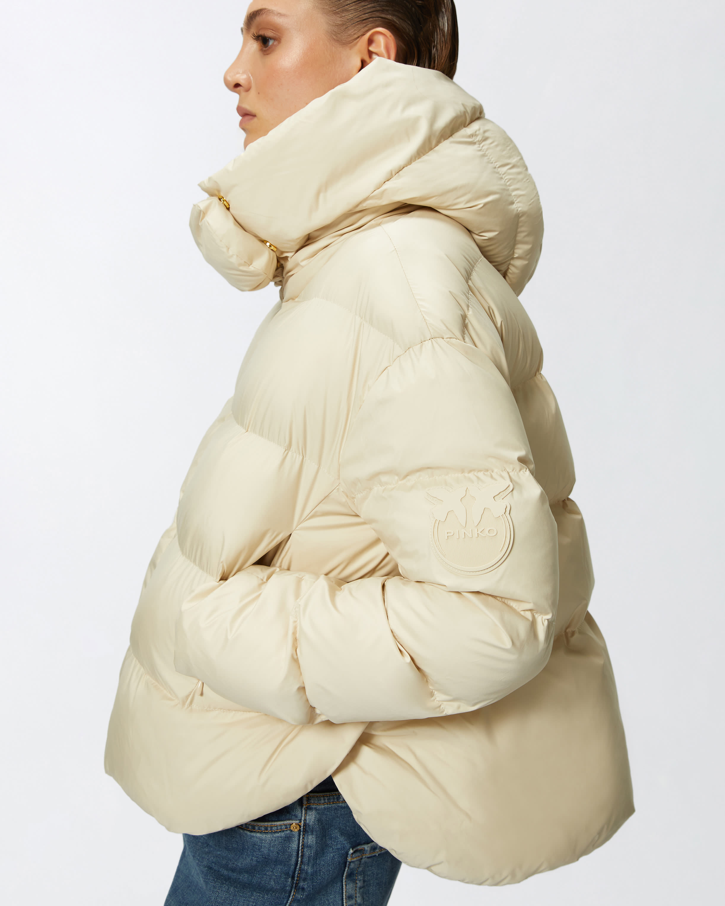 Padded down jacket with high wrap around collar PINKO Shop Online