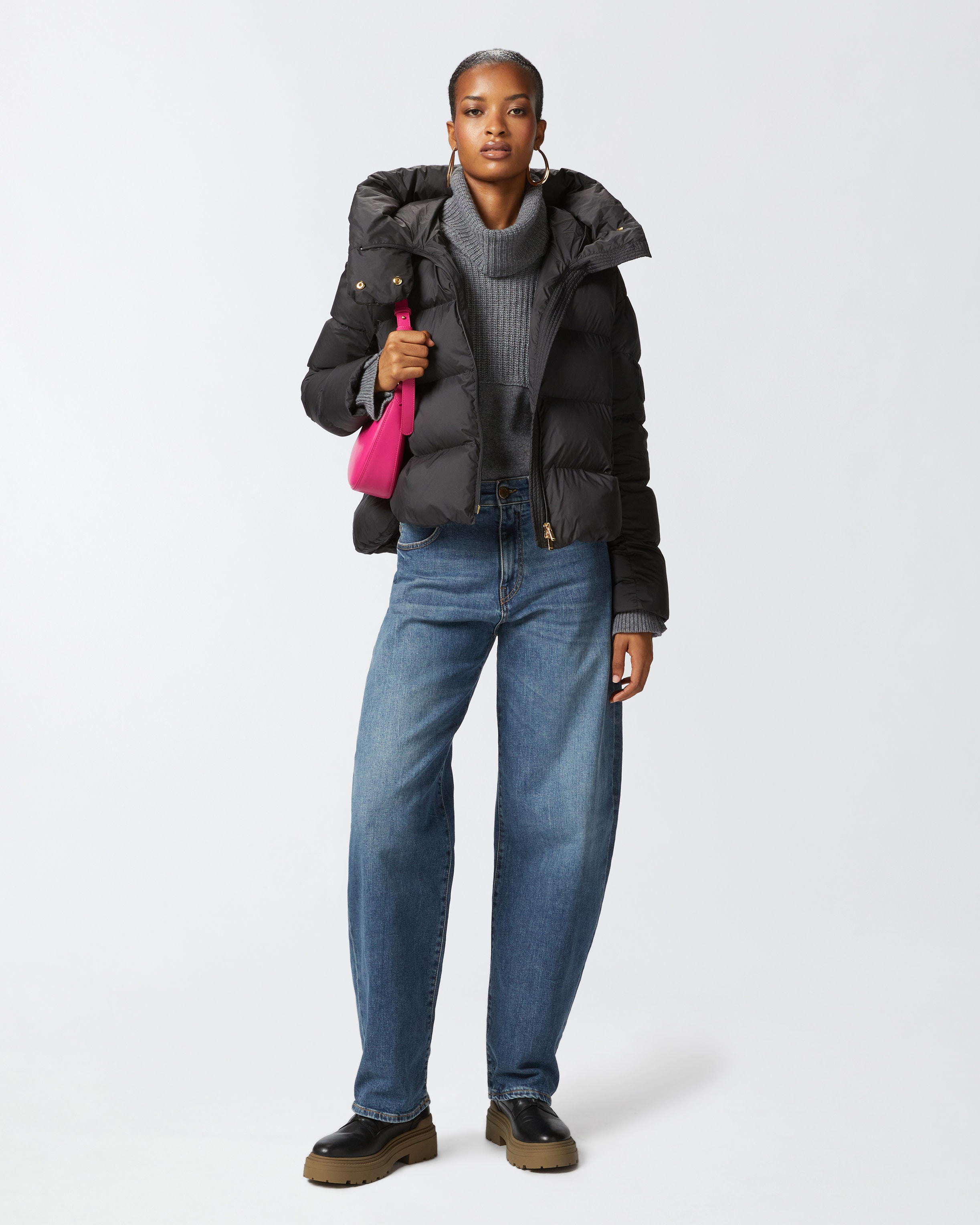 Padded down jacket with high wrap-around collar PINKO Padded down jacket with high wrap-around collar PINKO