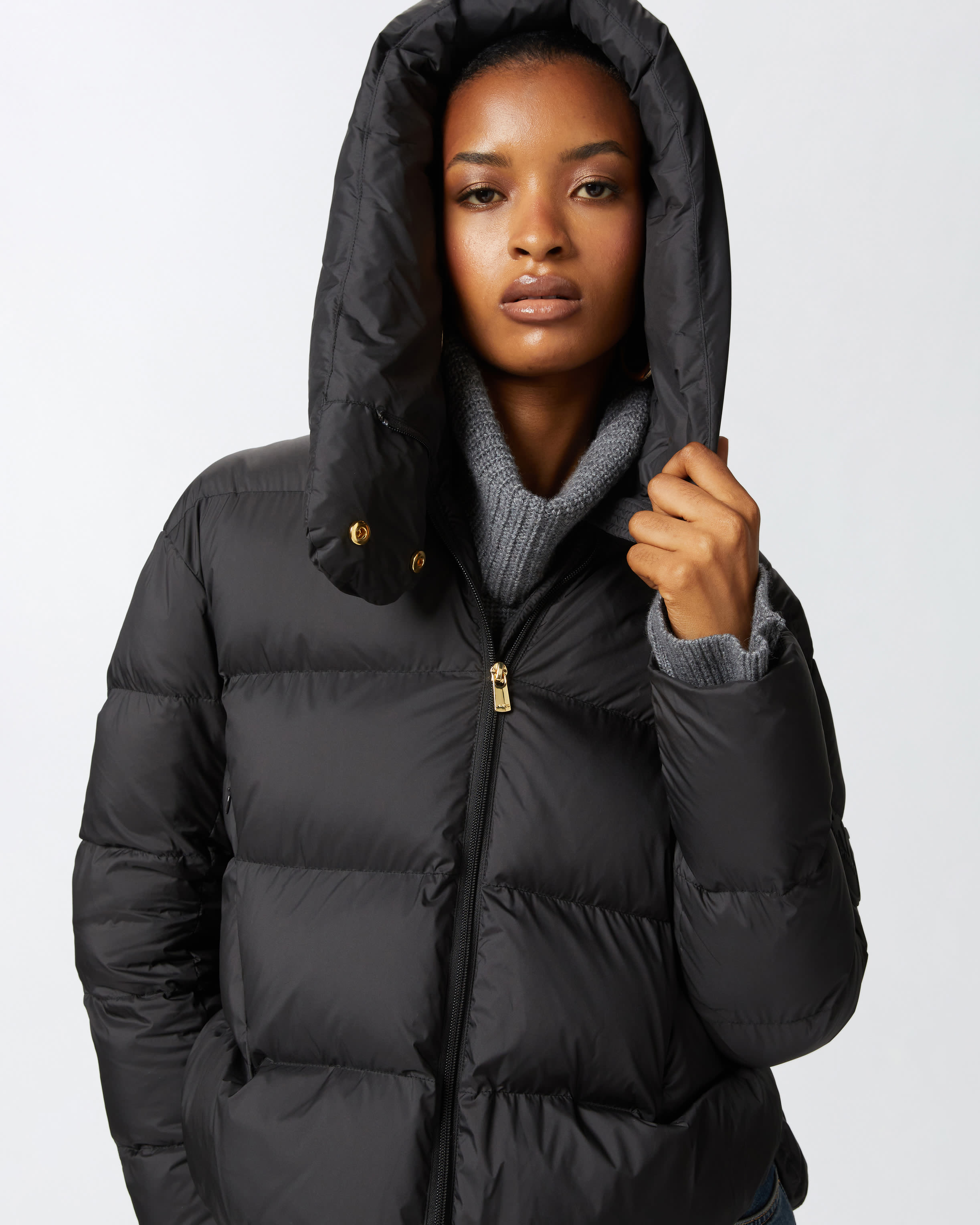 Padded down jacket with high wrap-around collar PINKO Padded down jacket with high wrap-around collar PINKO
