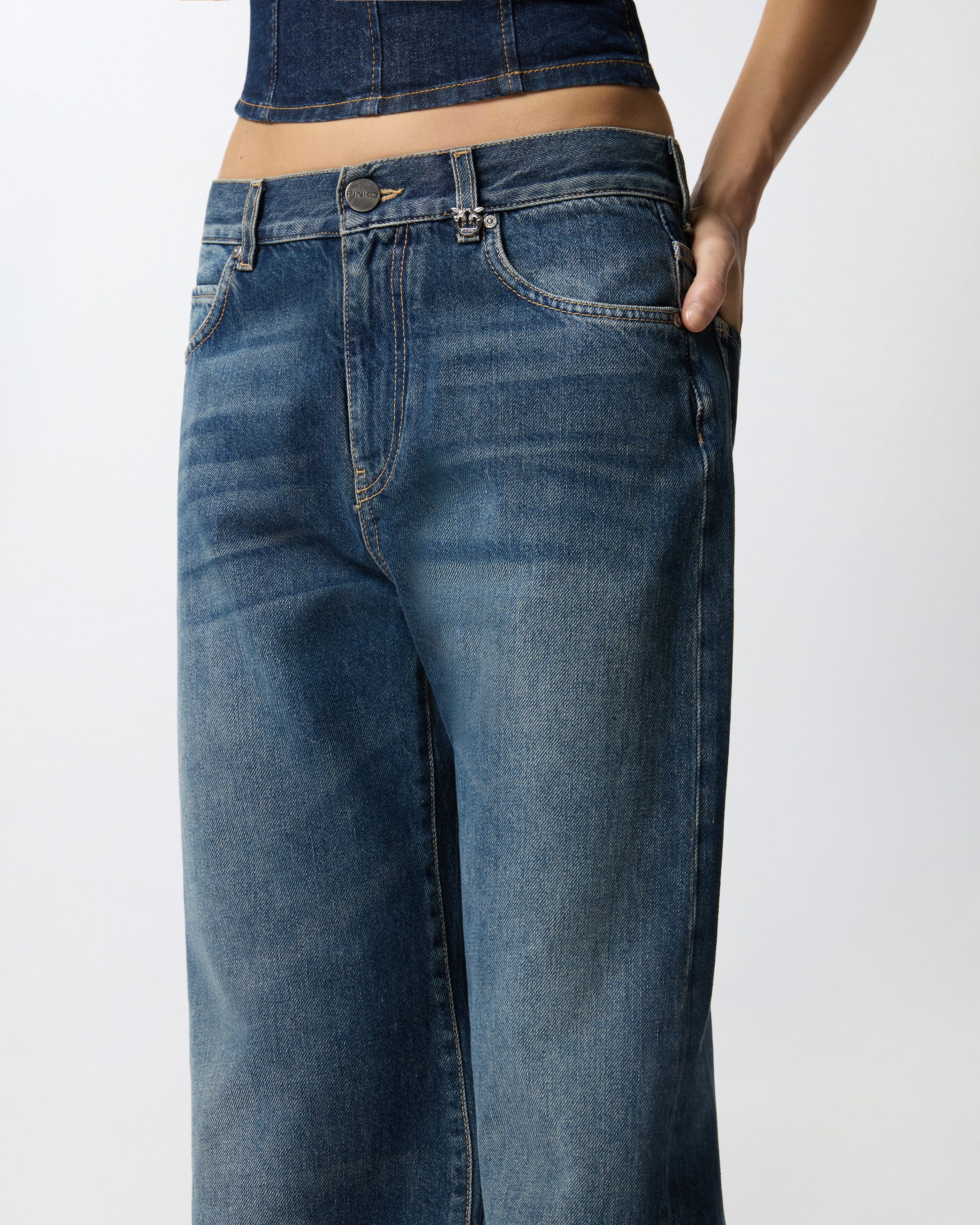 Wide-leg soft denim jeans PINKO → Shop Online