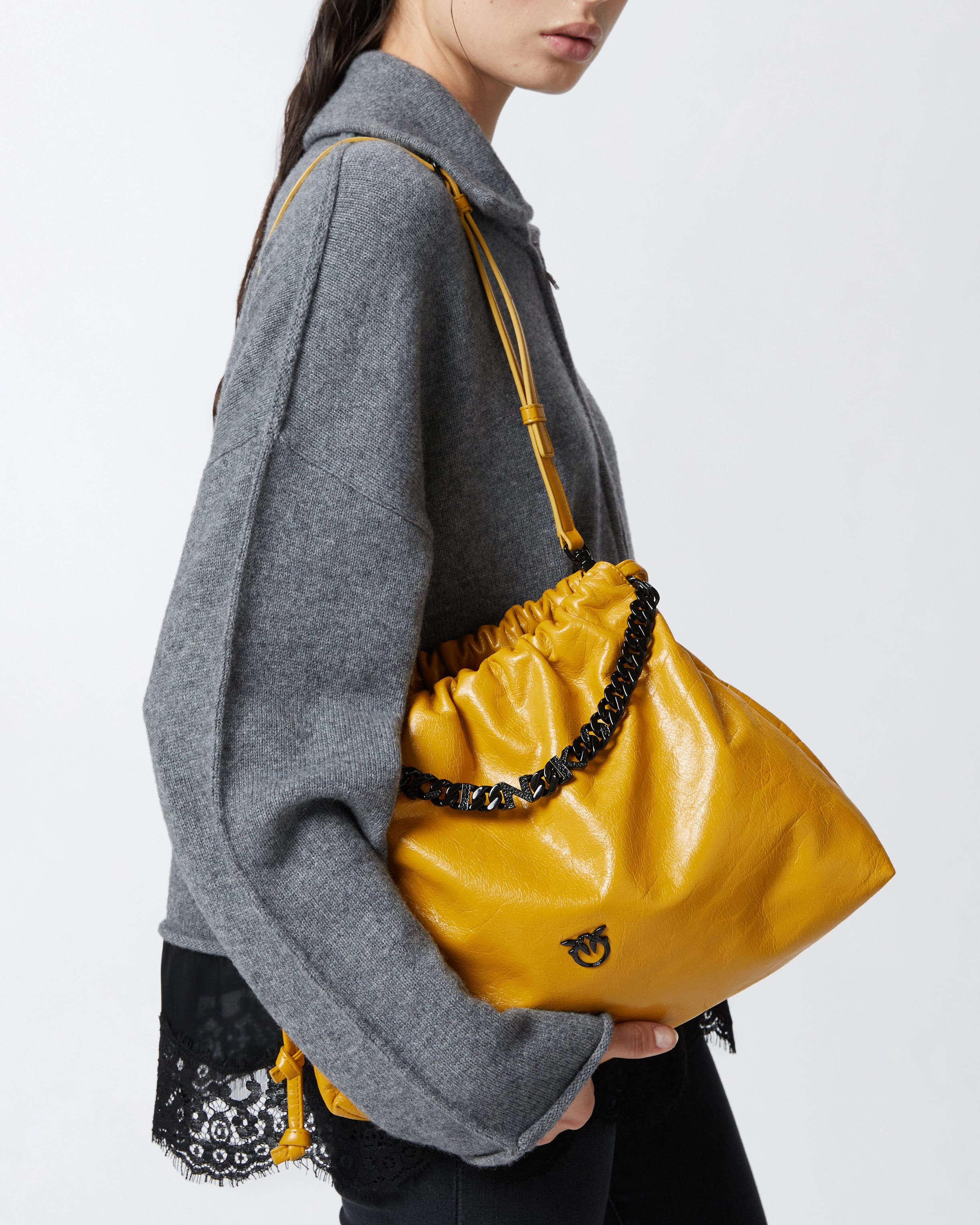 Naplak leather shoulder bag with chain strap PINKO Shop Online