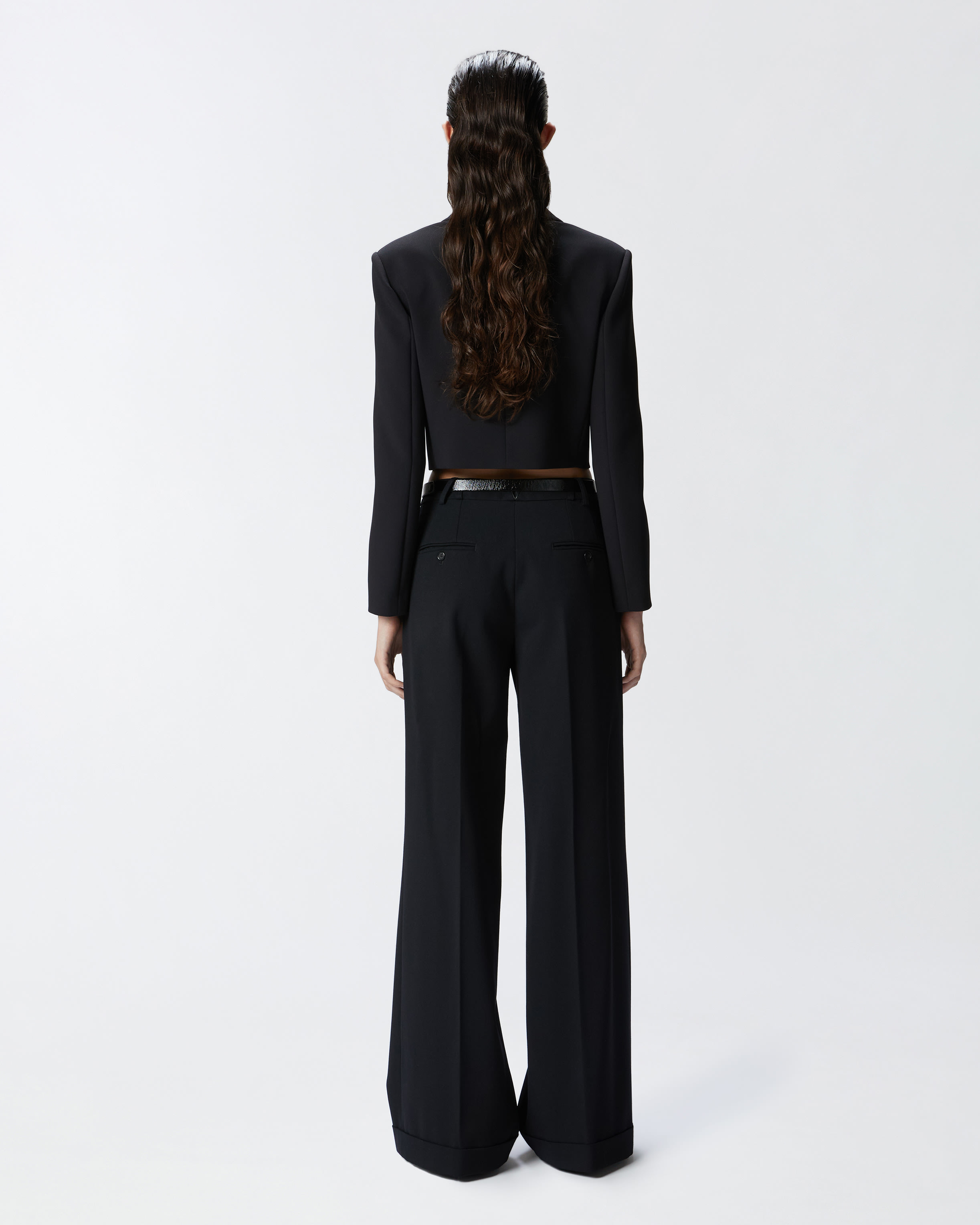 Wide-leg wool twill trousers with darts PINKO → Shop Online Wide-leg wool twill trousers with darts PINKO → Shop Online