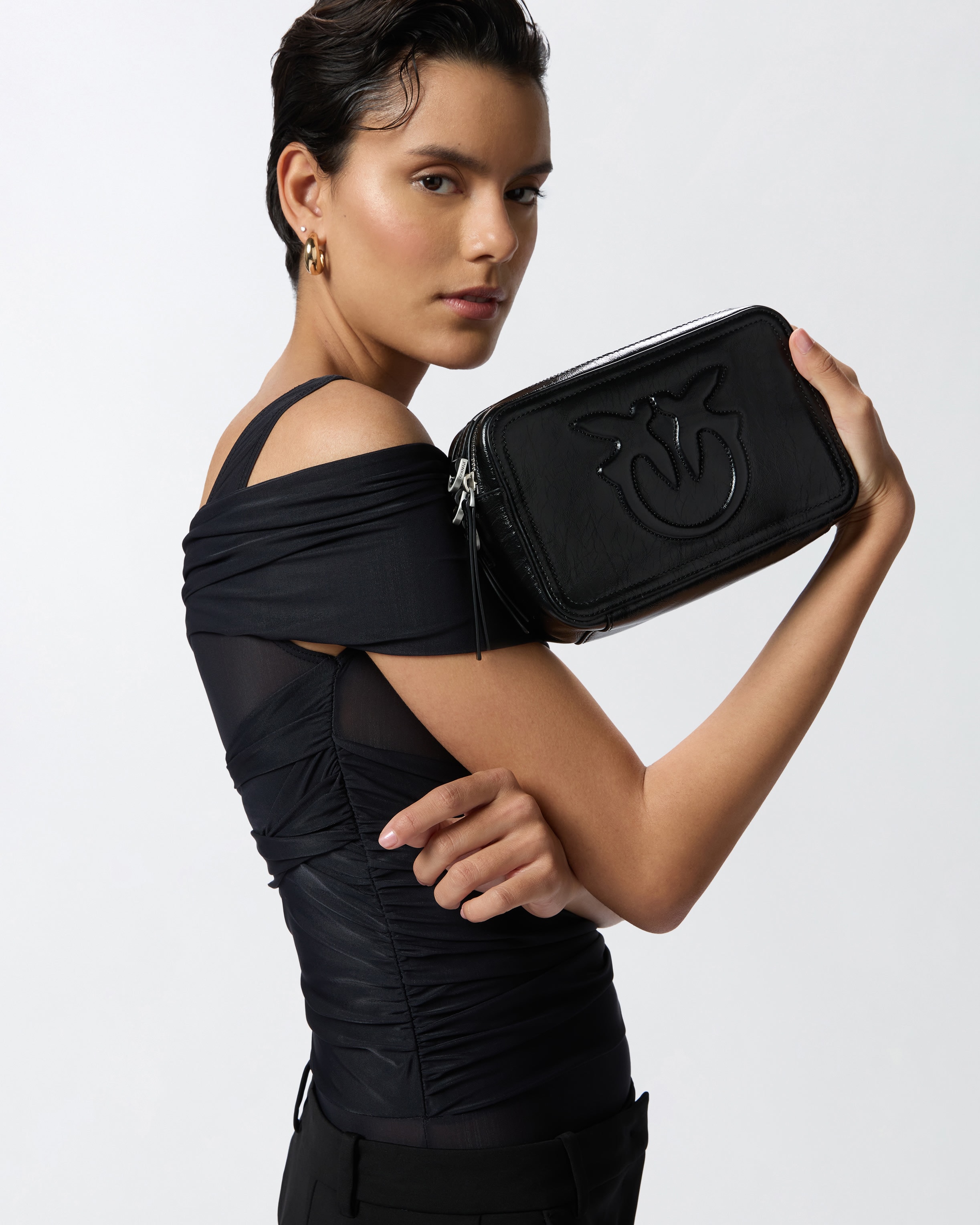 Small crossbody bag with raised Love Birds logo PINKO