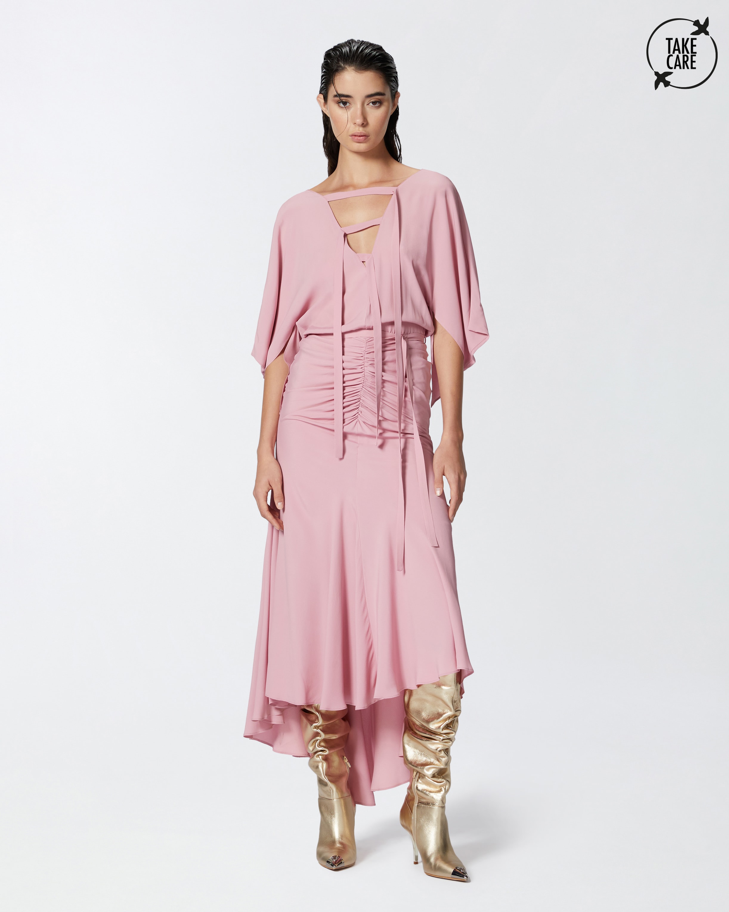 Long silk-blend crepe dress PINKO → Shop Online