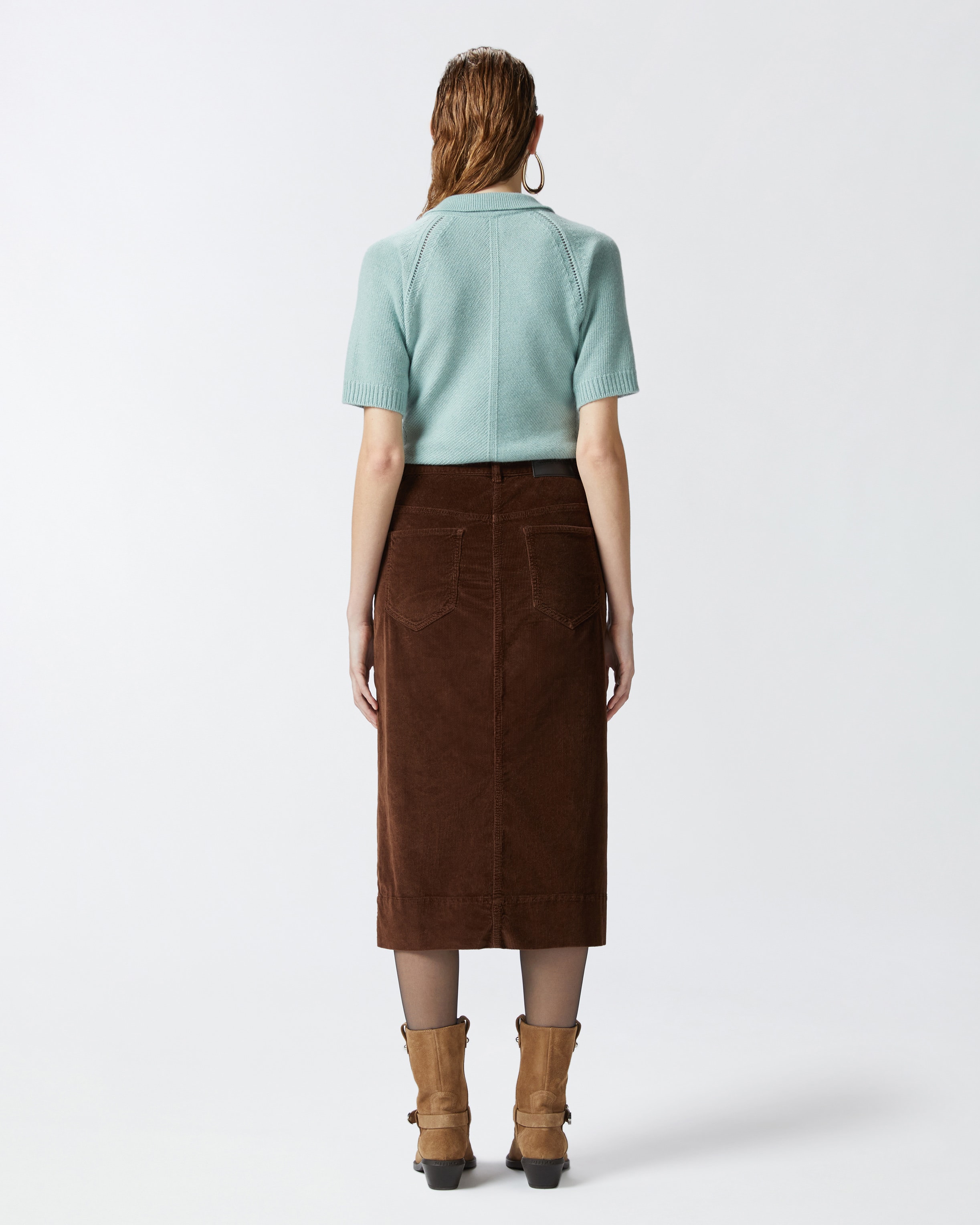 Jupe midi fendue en velours cotele PINKO Achete en ligne