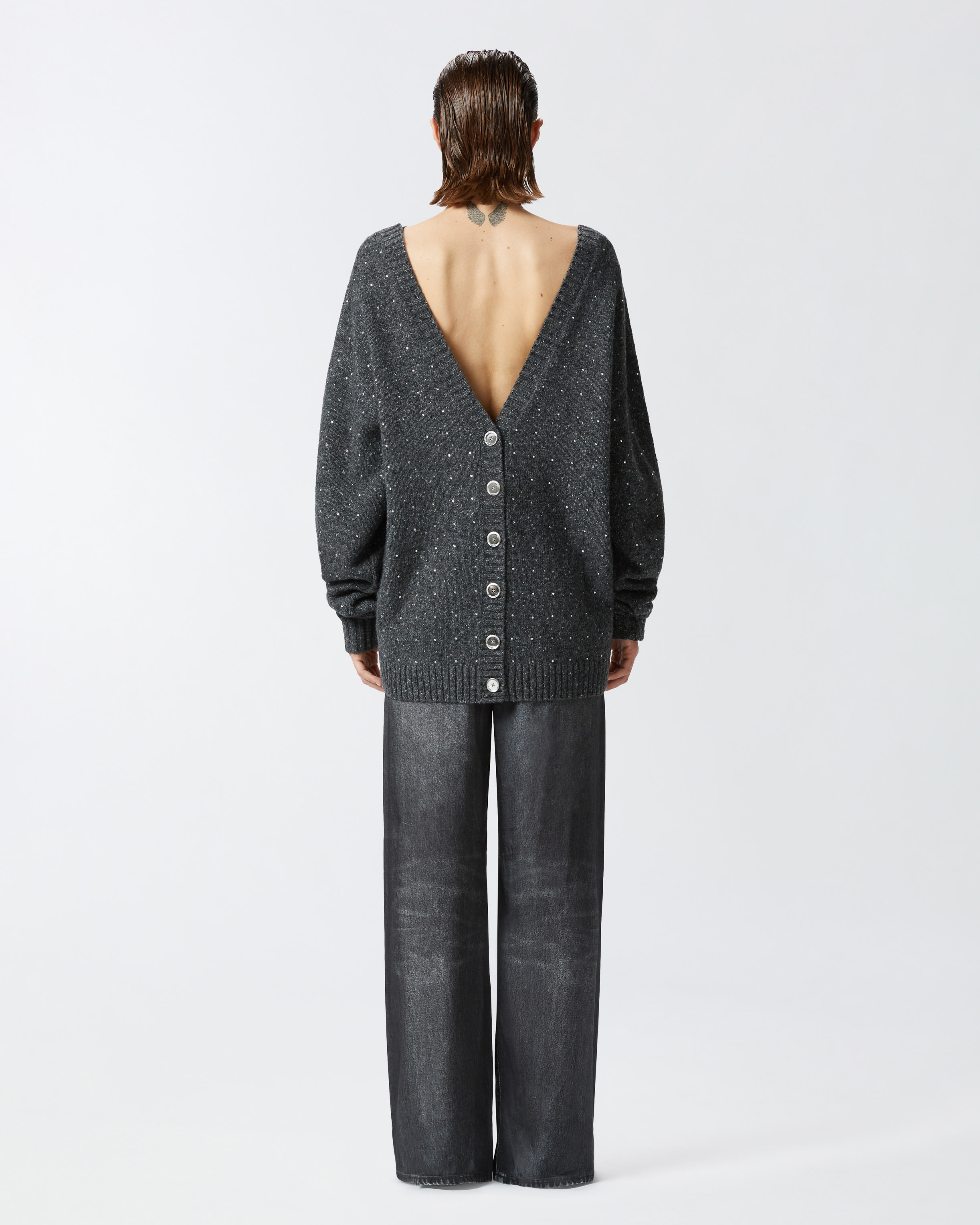 V-neck cardigan with rhinestones PINKO → Shop Online V-neck cardigan with rhinestones PINKO → Shop Online