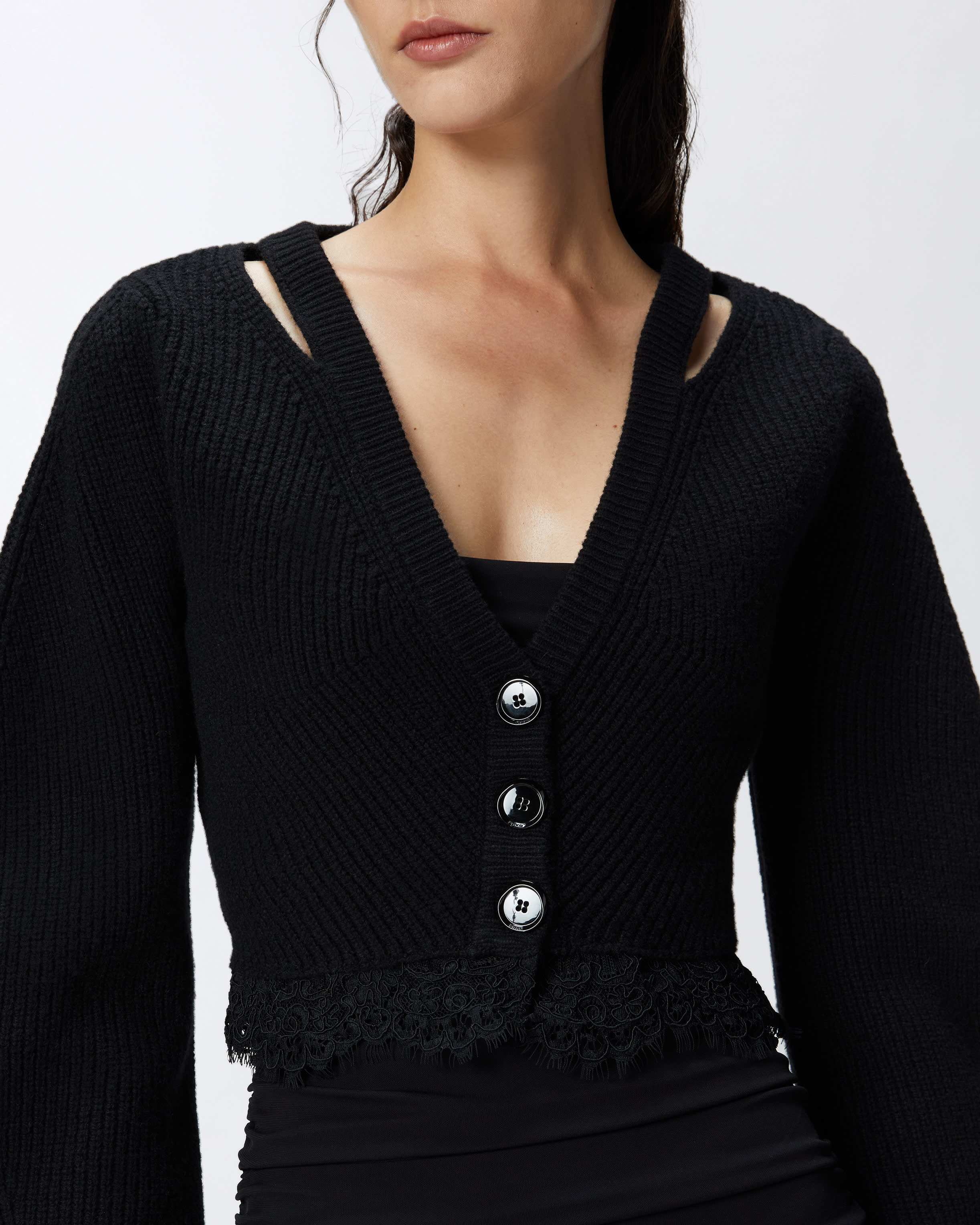 Lace hem cardigan hot sale