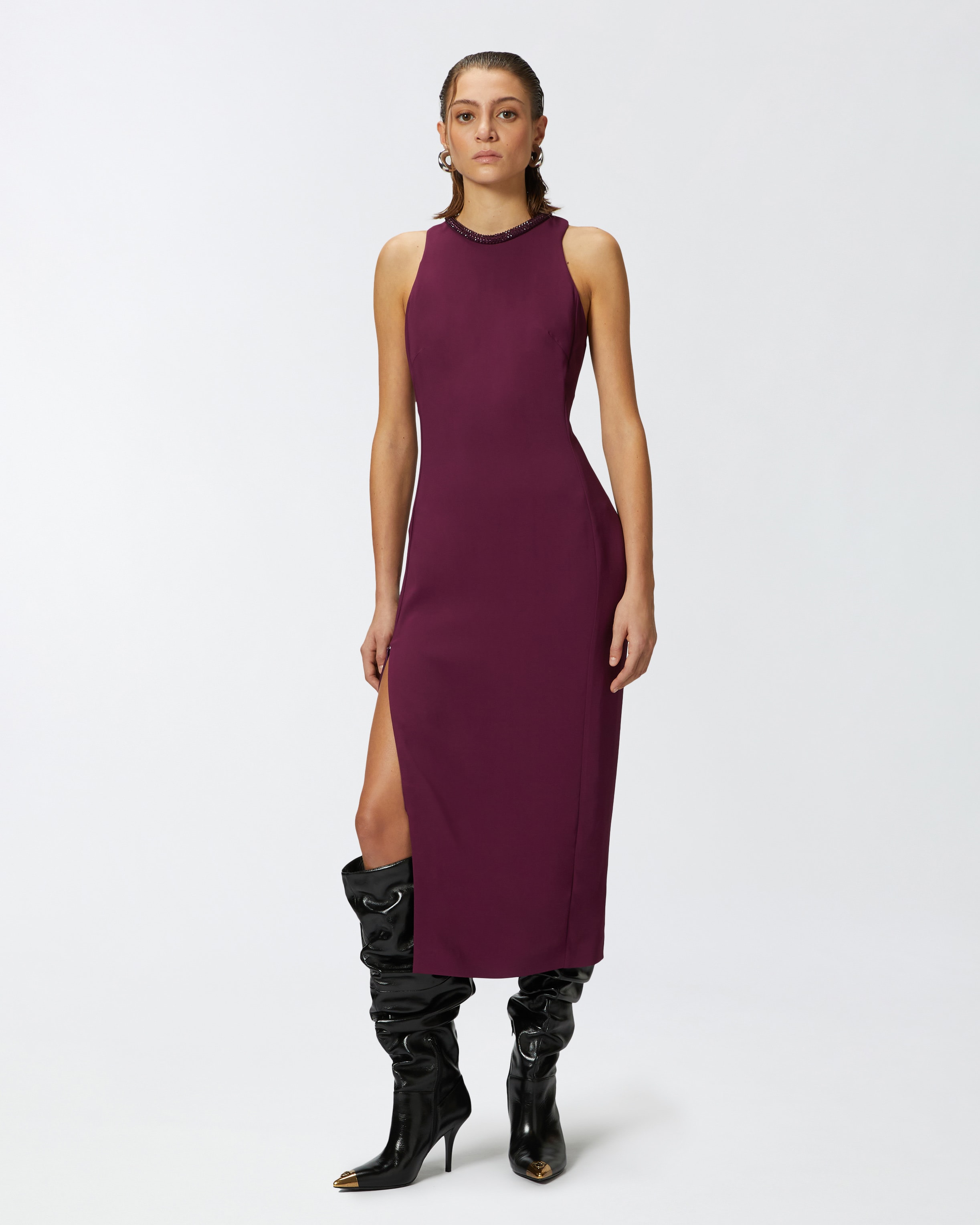 Black sheath dress with rhinestoned neckline PINKO → Shop Black sheath dress with rhinestoned neckline PINKO → Shop