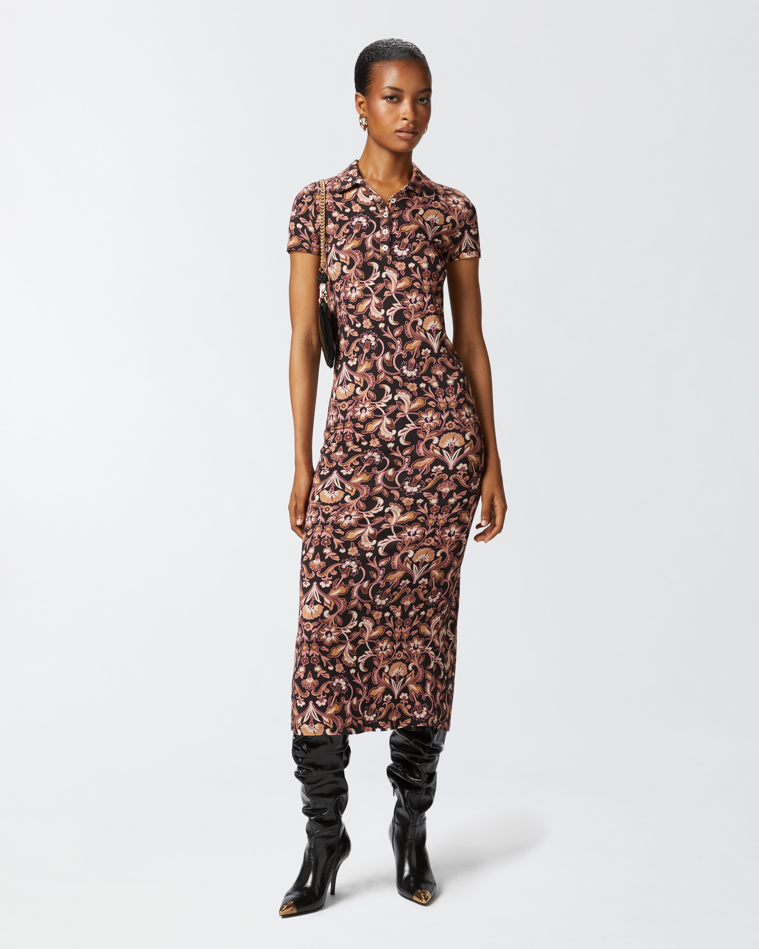 Floral dress with leopard print sleeves on sale