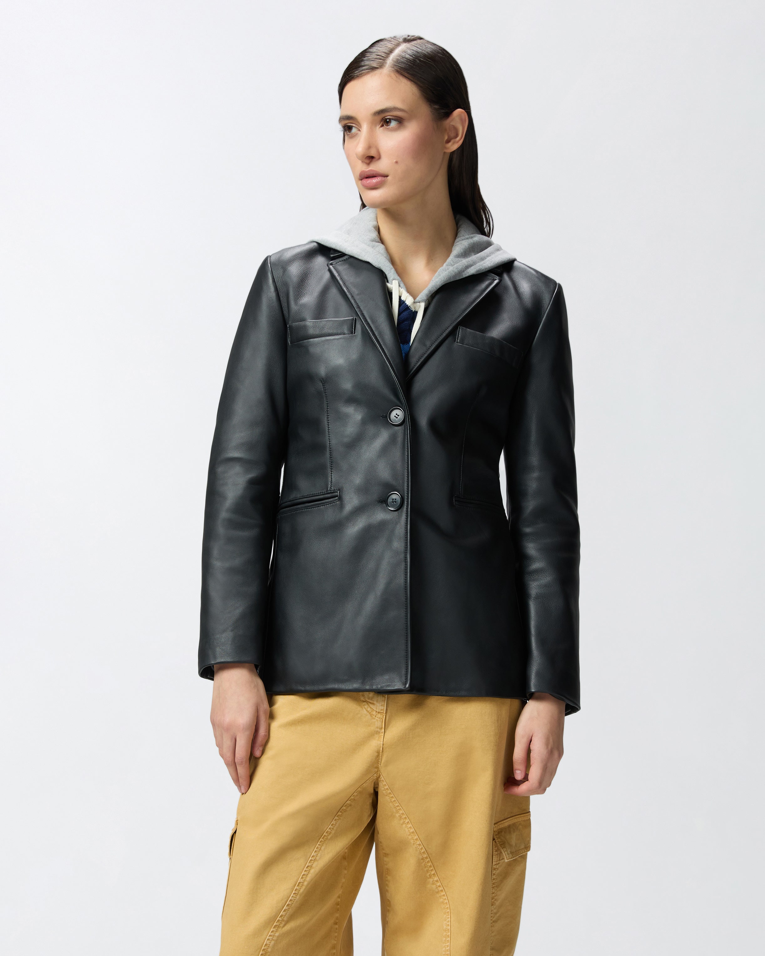 Single-breasted nappa leather blazer PINKO → Shop Online