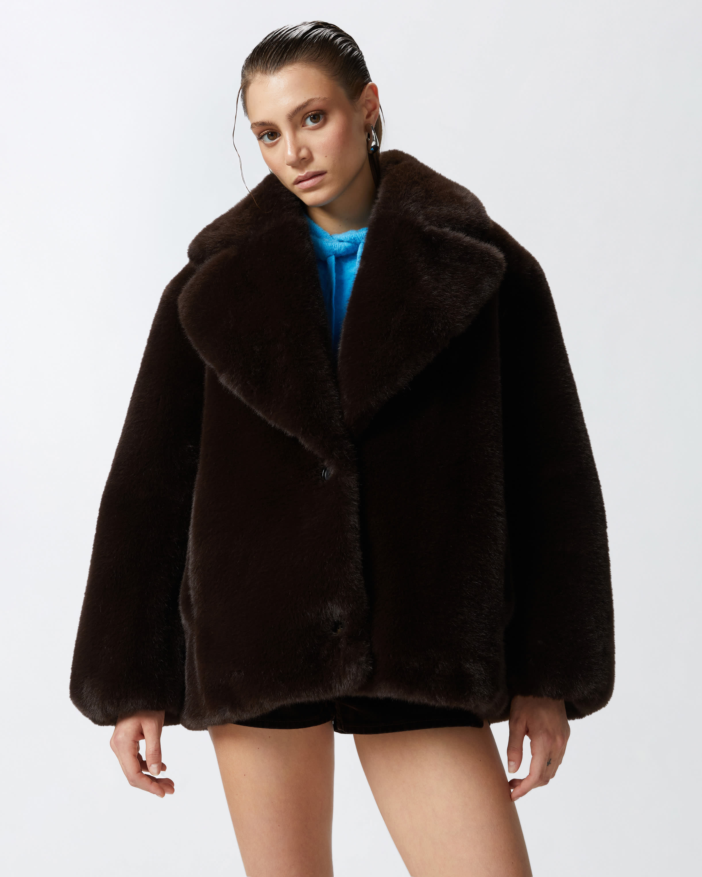 Short fur effect pea coat PINKO Compra en linea