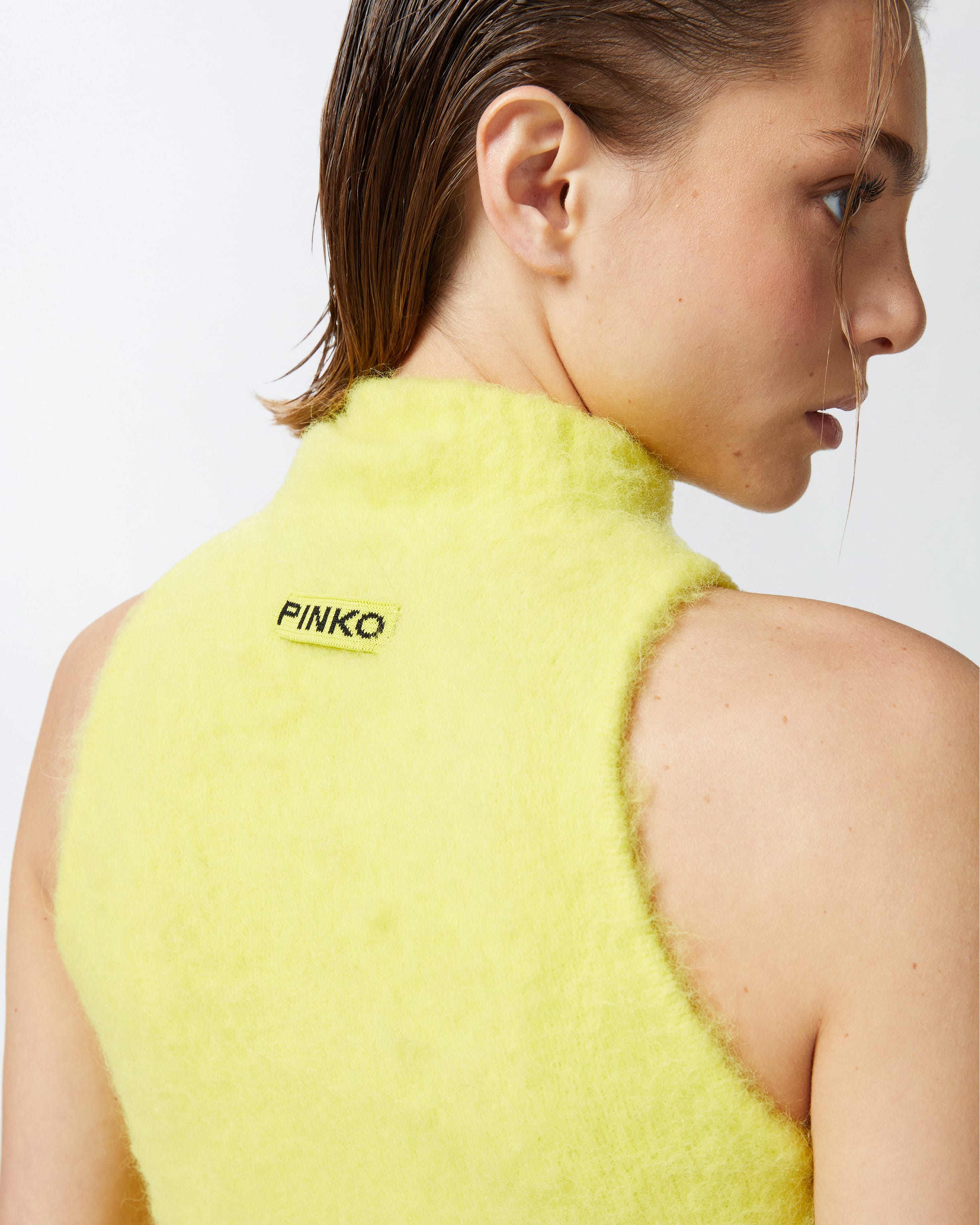 Yellow knit crop top store