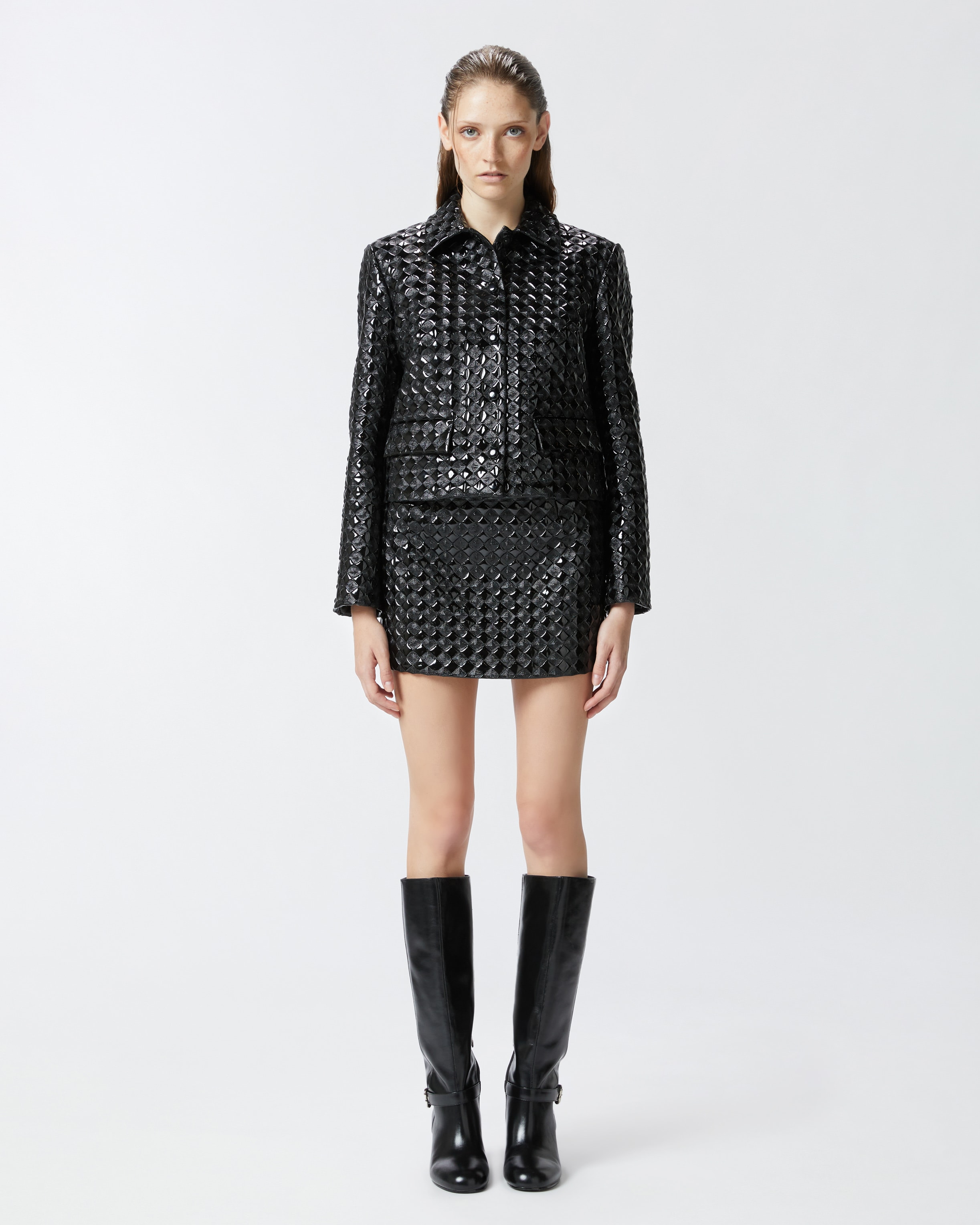 Patent leather mini skirt with quilted pattern PINKO → Shop Online