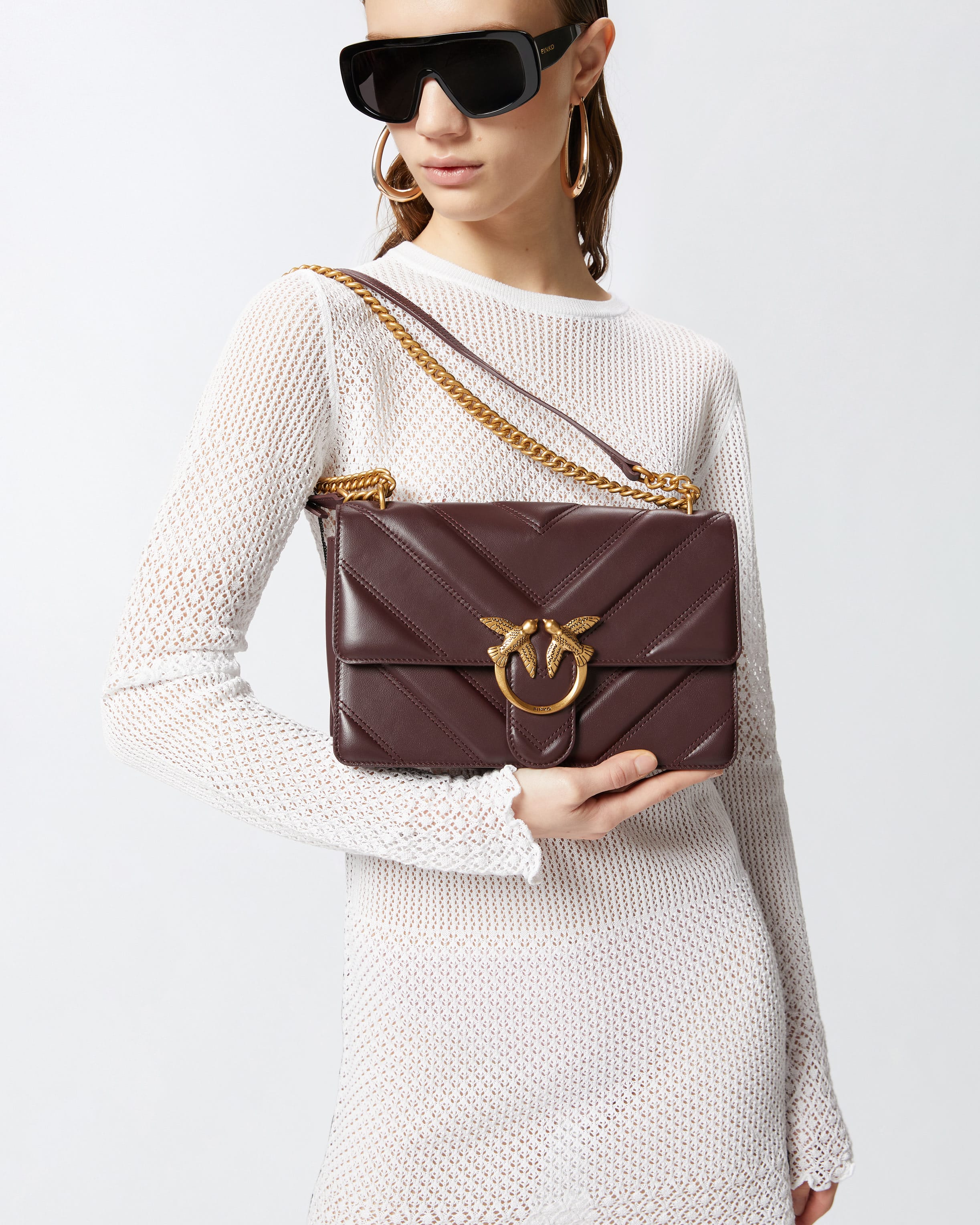Love Bag quilted crossbody bag with chevron motif and logo Love Bag quilted crossbody bag with chevron motif and logo
