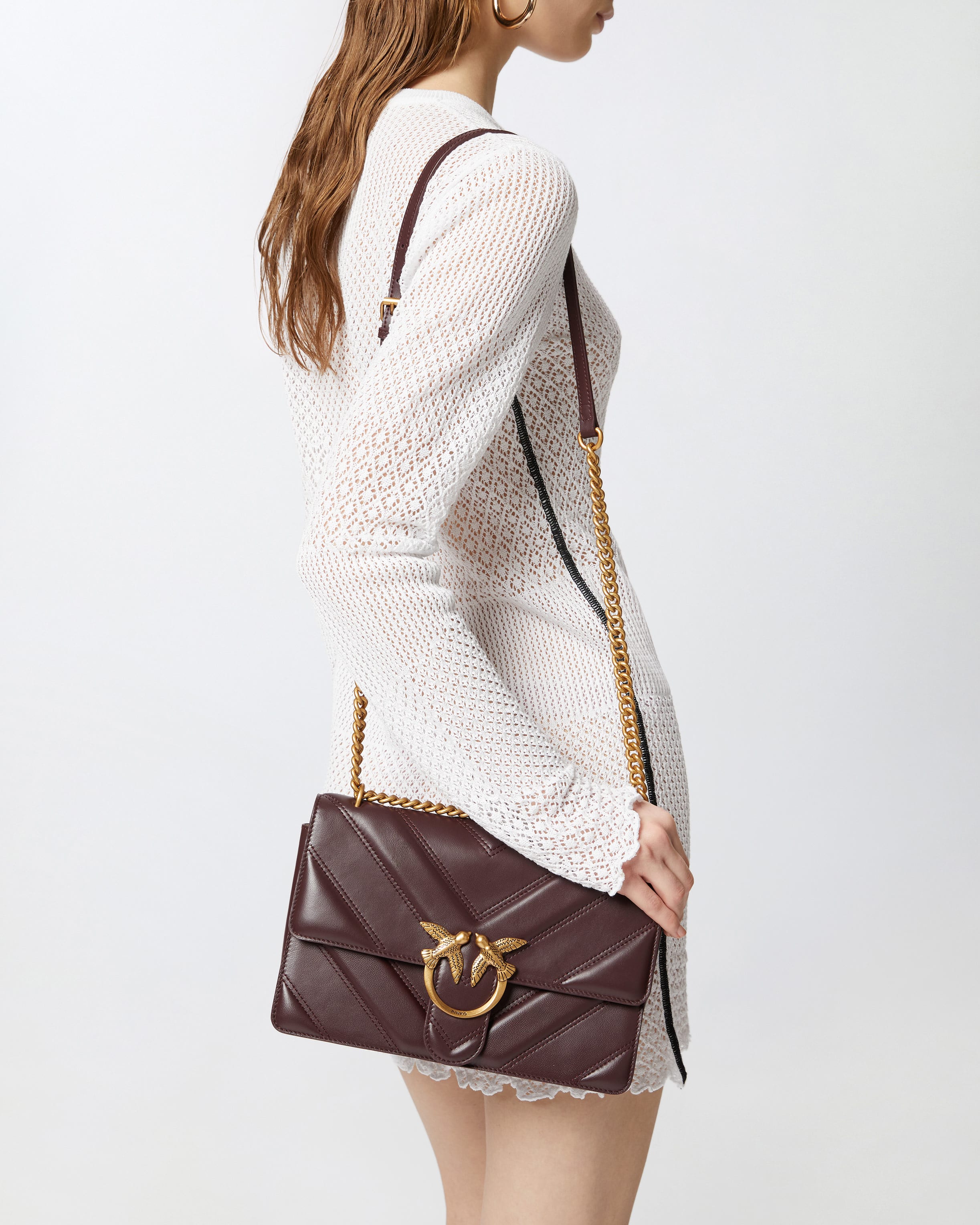 Love Bag quilted crossbody bag with chevron motif and logo Love Bag quilted crossbody bag with chevron motif and logo