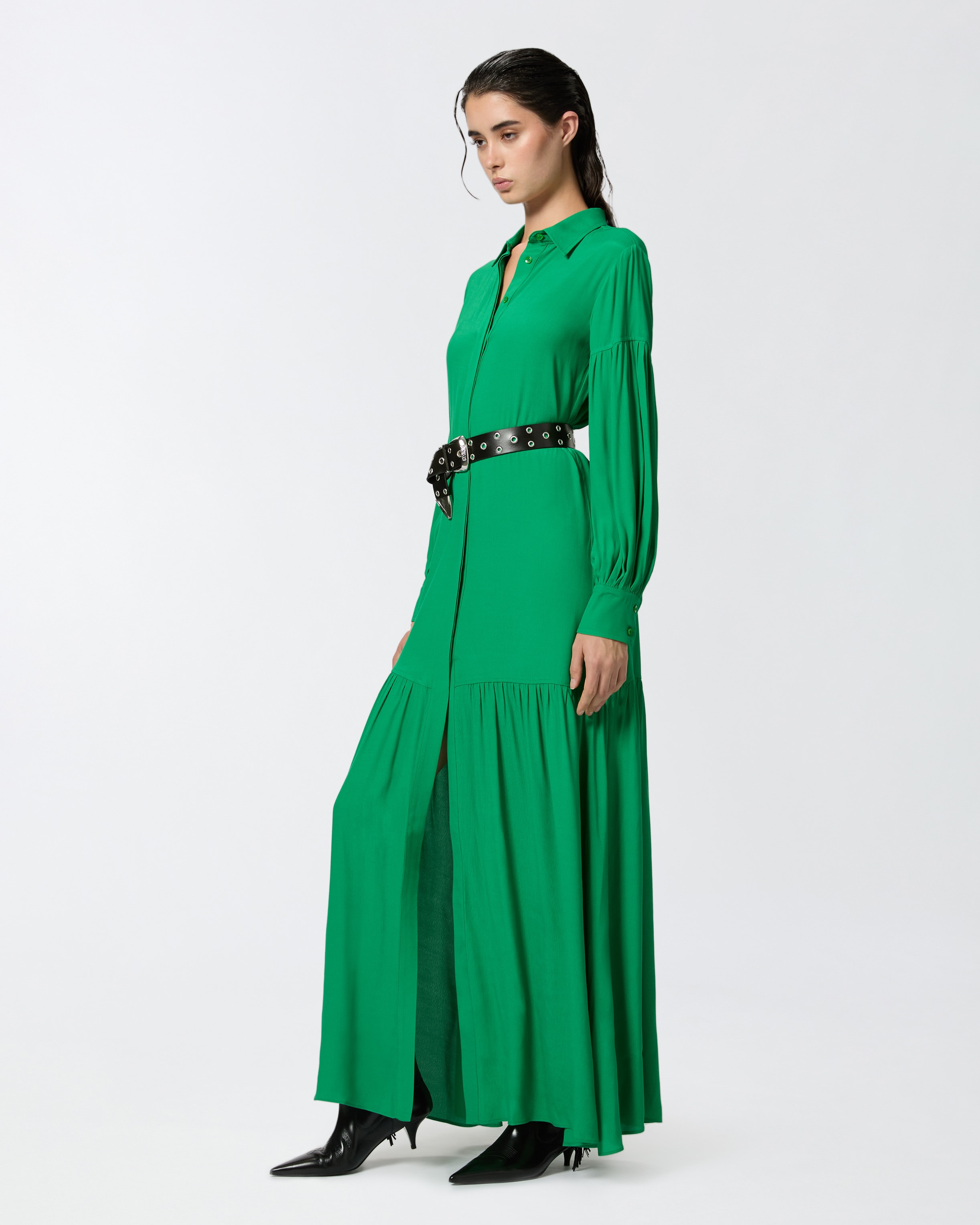 Long belted shirt dress online