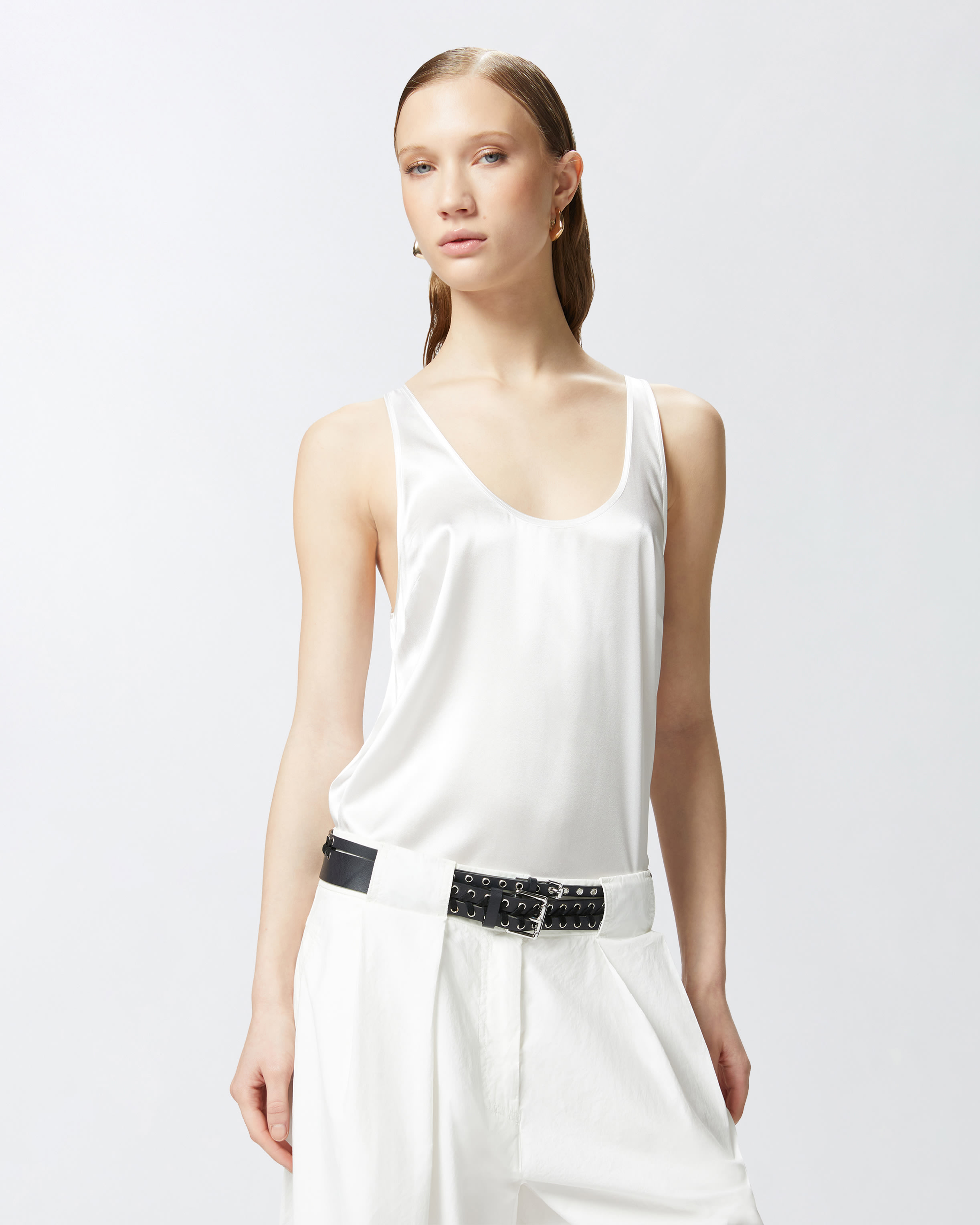 Stretch silk satin vest top PINKO → Shop Online