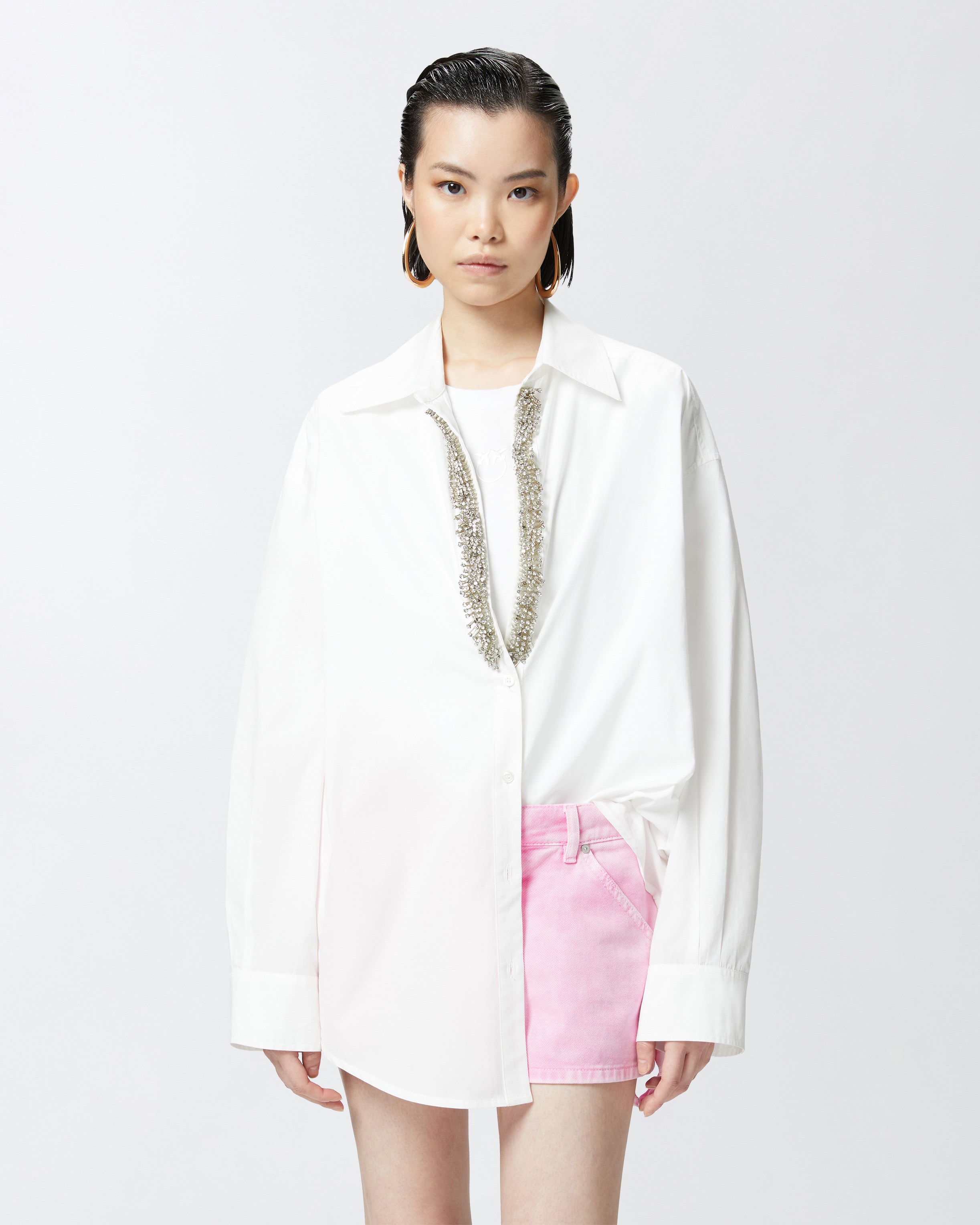 PINKO SHIRT CHIETI ウーマンホワイトライトブルー PINKO SHIRT CHIETI ウーマンホワイトライトブルー PINKO Shirt