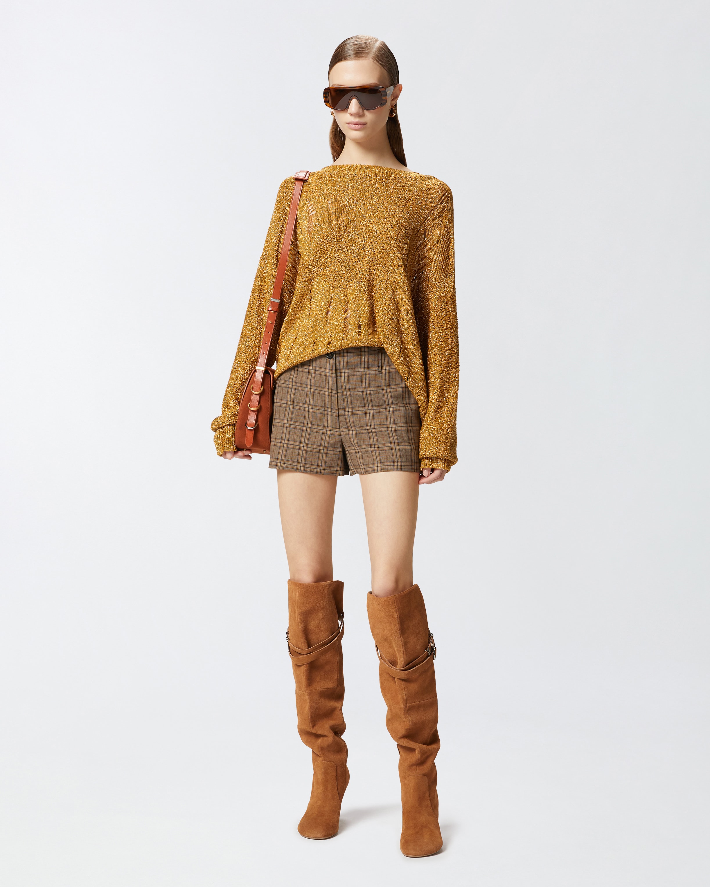 Long metallic jacquard sweater with tears PINKO → Shop Online