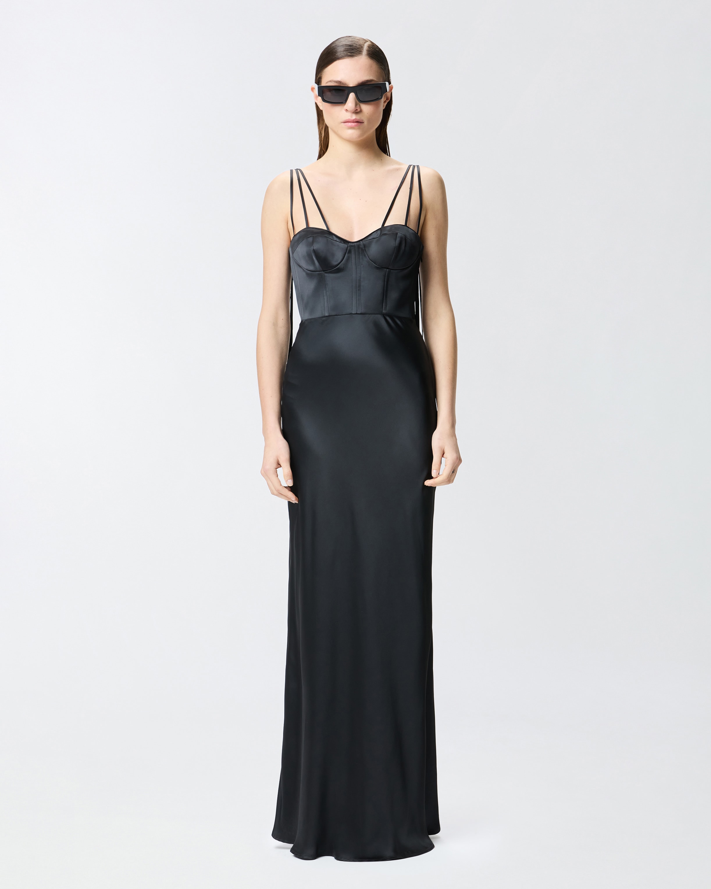 Long, elegant glossy satin dress PINKO → Shop Online