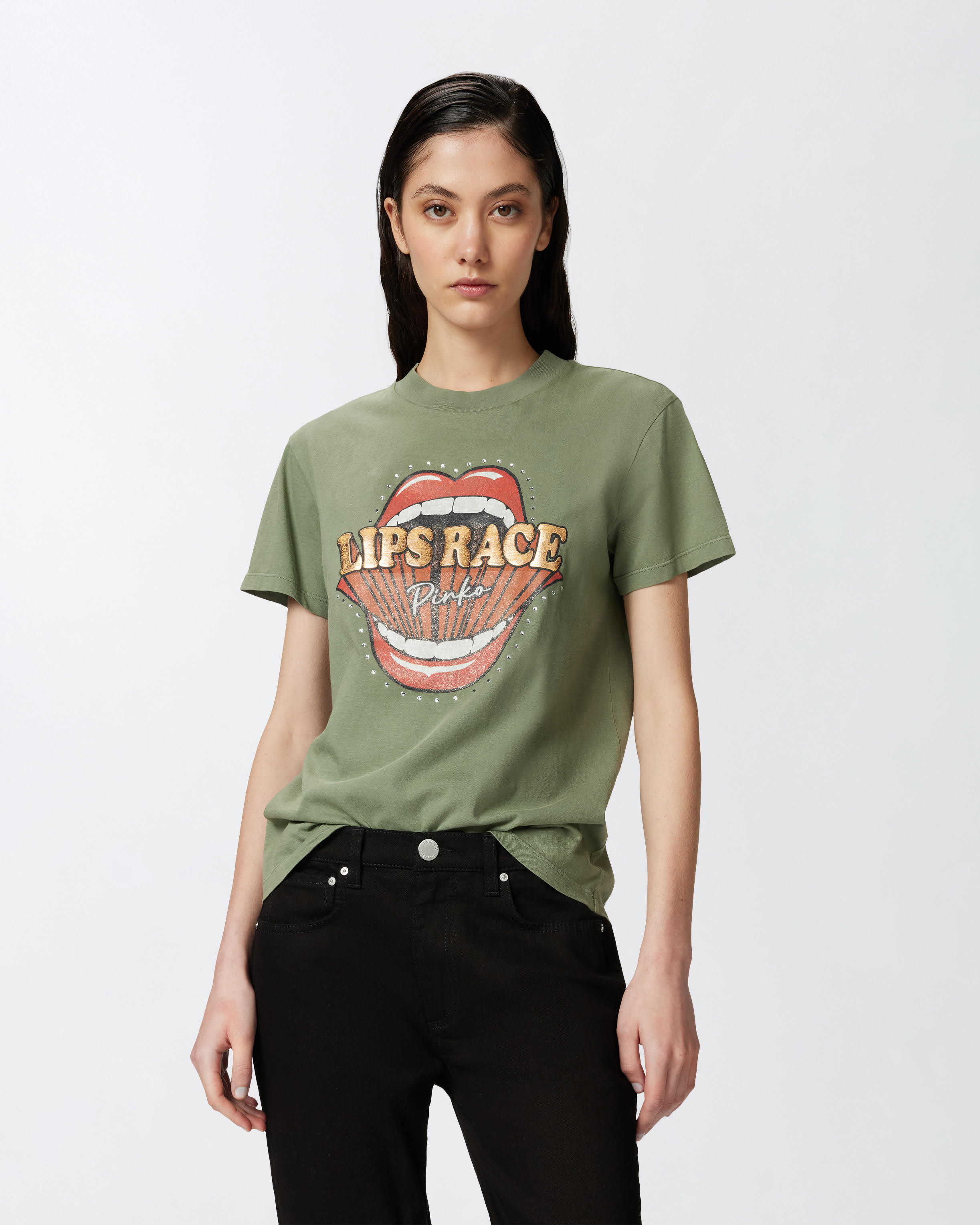 T-shirt with Lips Race print PINKO → Shop Online