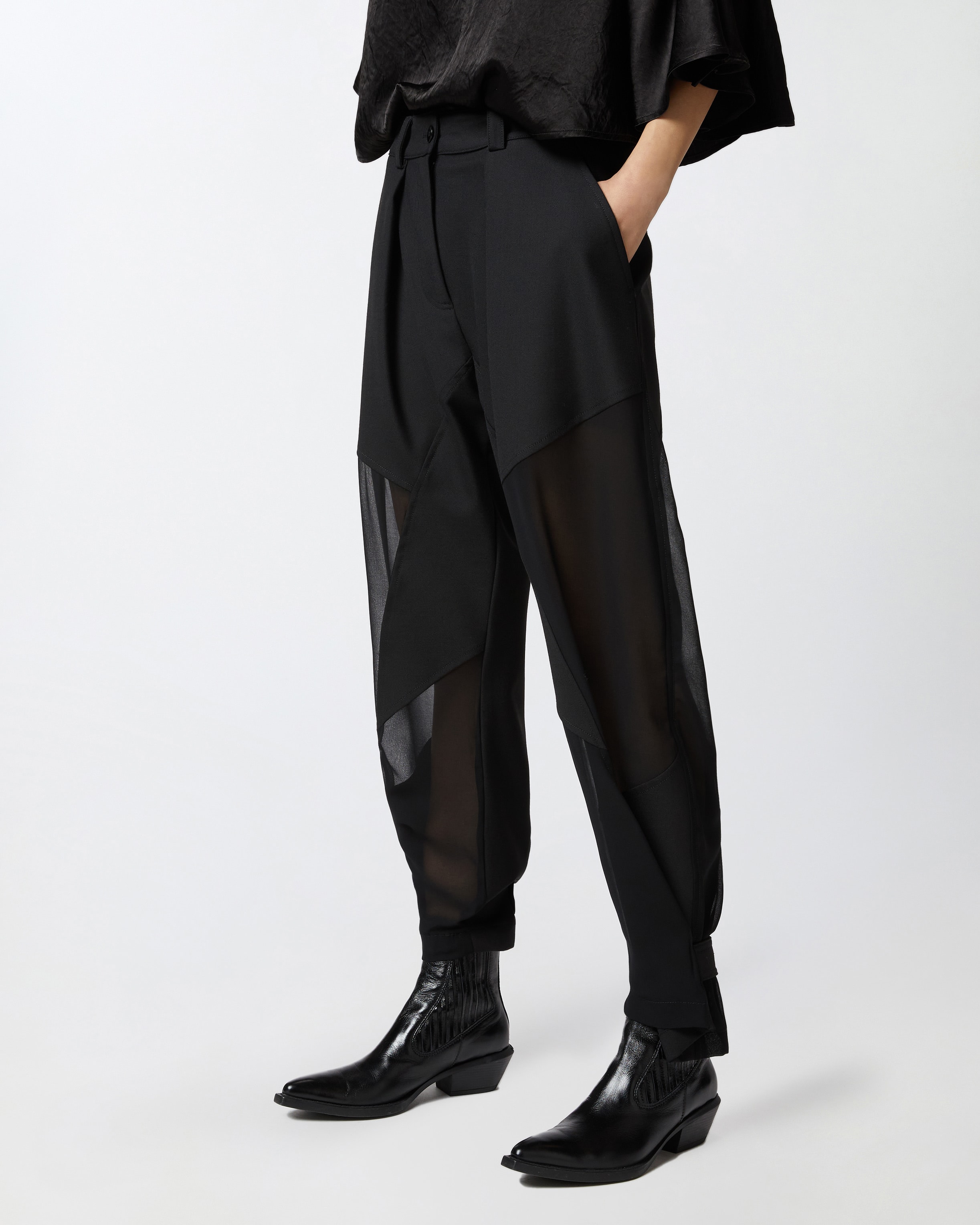 P-Pants trousers in technical fabric with sheer effect PINKO