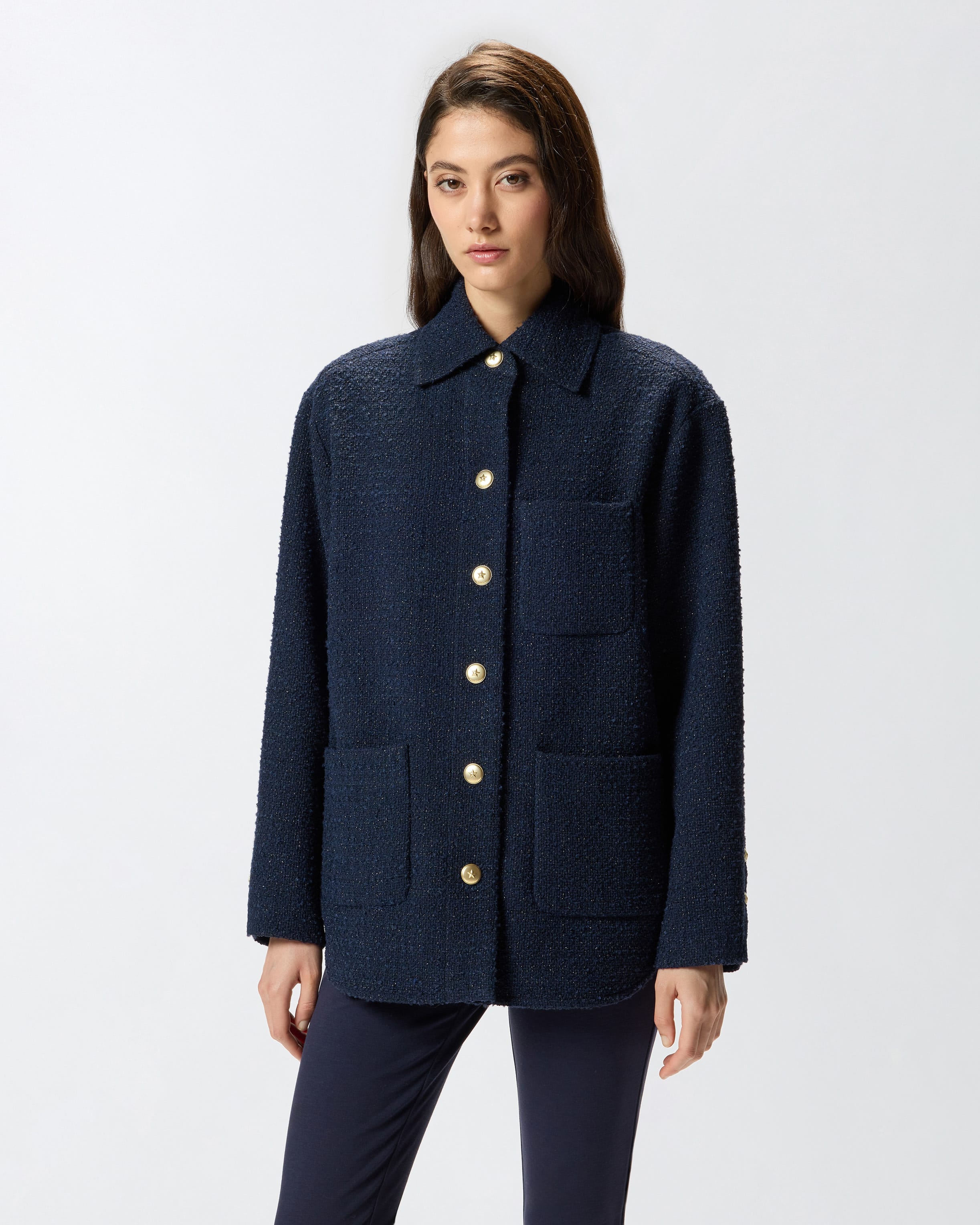 PINKOOversized patterned tweed jacket →在线购买