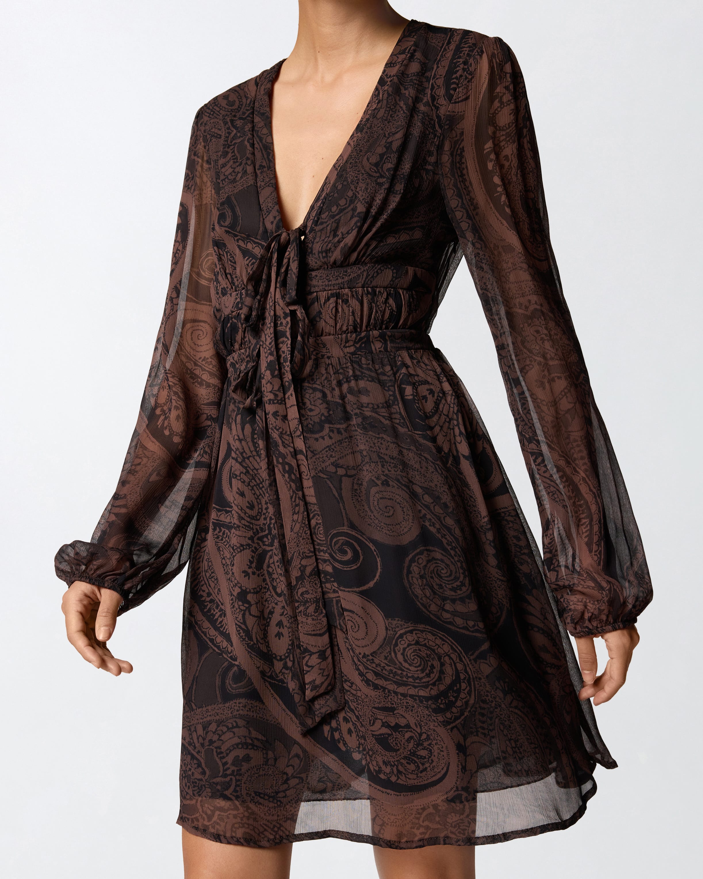Short viscose crêponne dress with paisley print PINKO