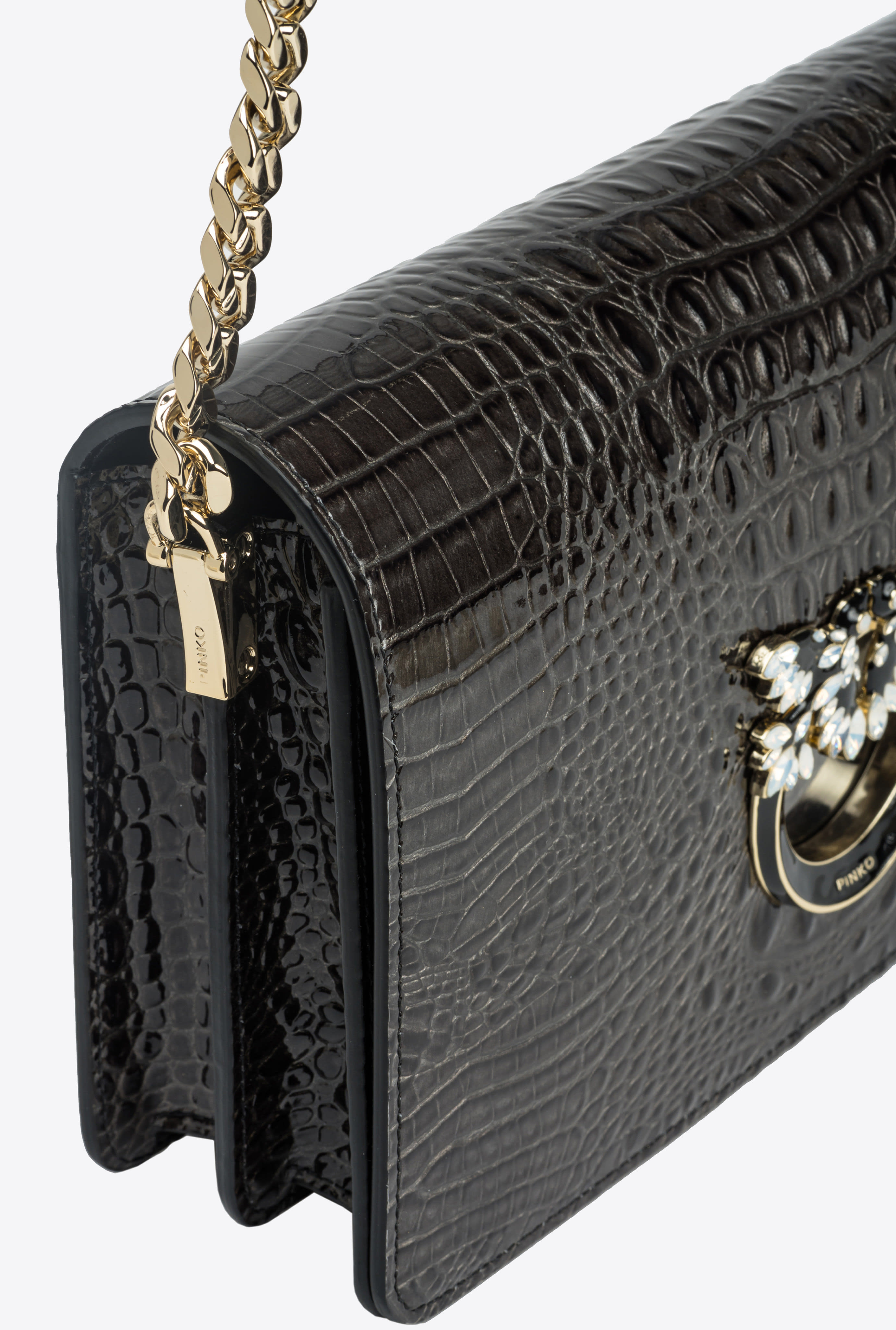 Classic Love Bag Click cocodrilo brillante PINKO Galleria