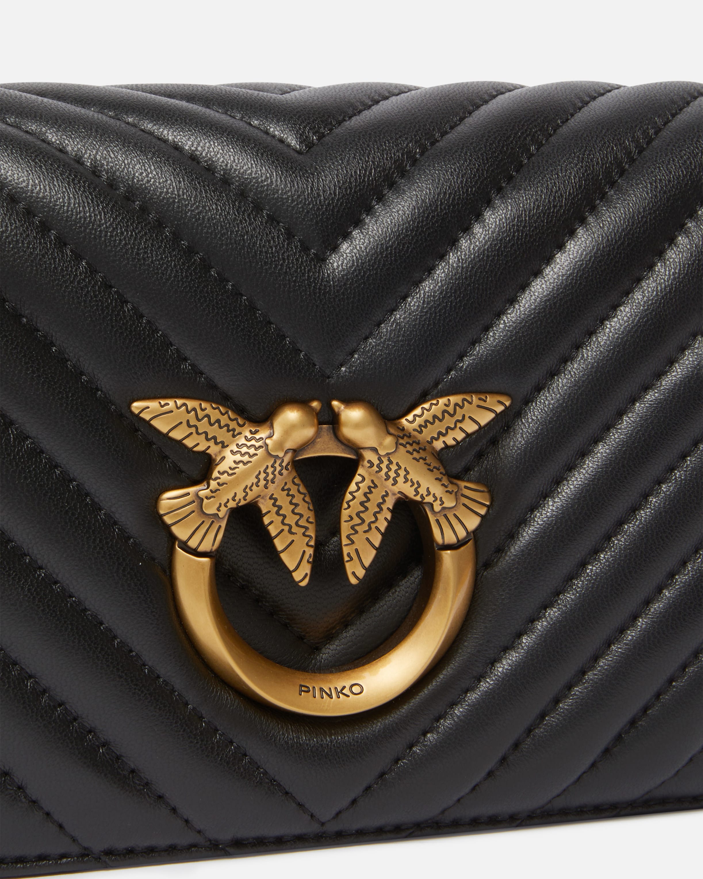 ショルダーバッグ・ポシェット Pinko Chevron Quilted Nappa Mini Love Bag Love Bag mini chevron-quilted nappa leather crossbody bag