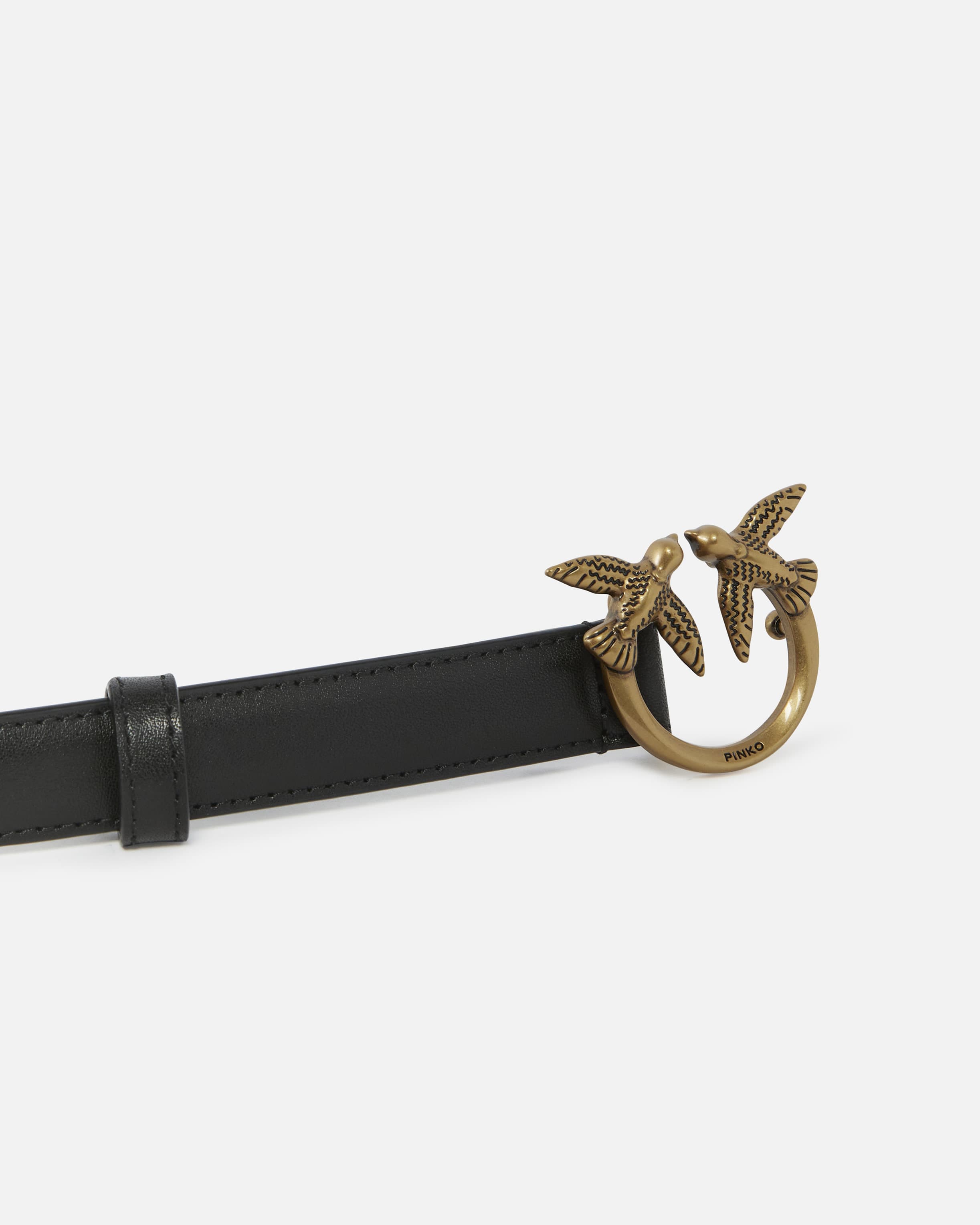 Love Birds thin leather belt 2cm PINKO → Shop Online Love Birds thin leather belt 2cm PINKO → Shop Online