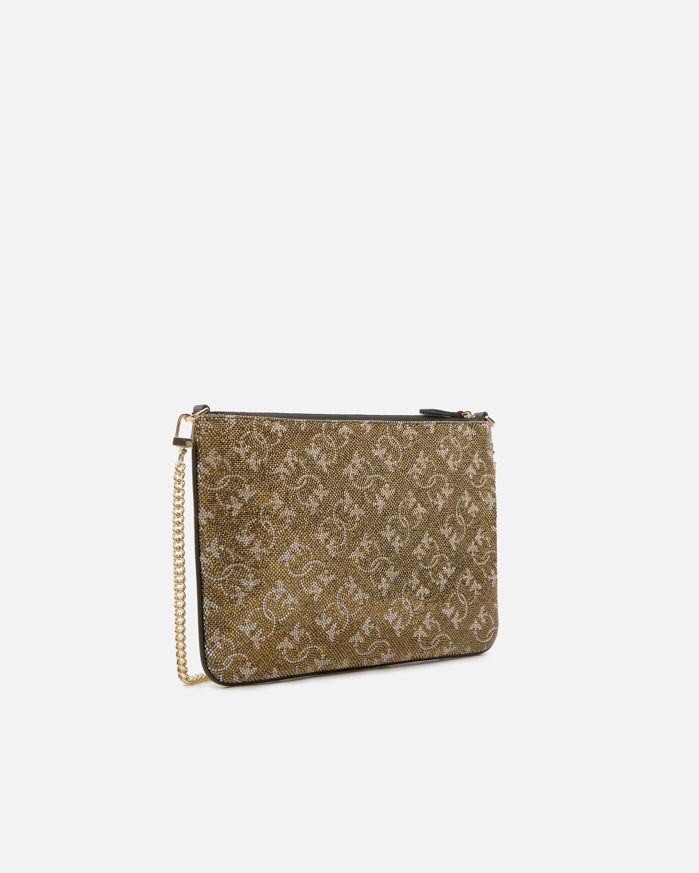 Monogram rhinestone clutch bag with shoulder strap PINKO