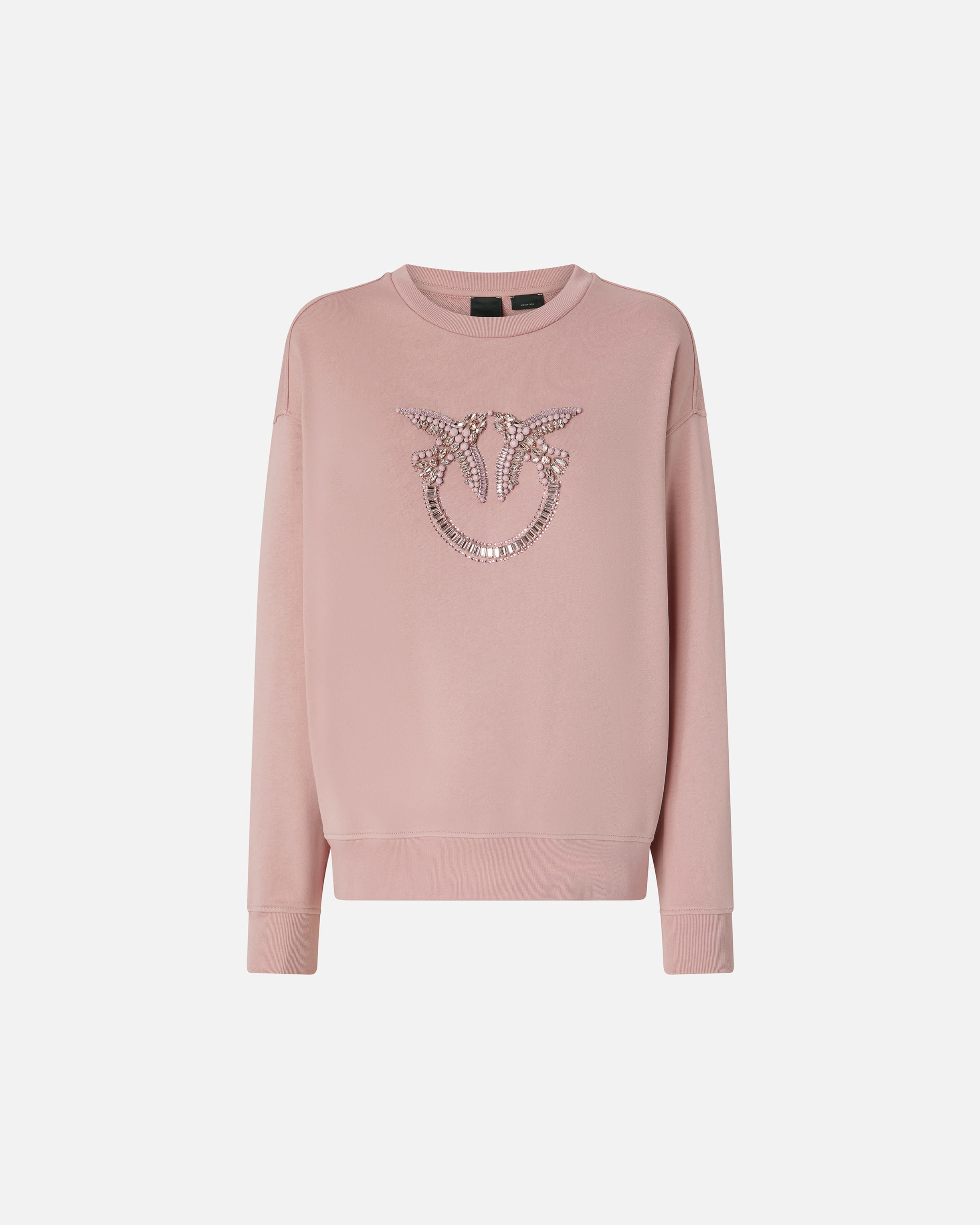 Crew-neck sweatshirt with Love Birds jewel embroidery PINKO Crew-neck sweatshirt with Love Birds jewel embroidery PINKO