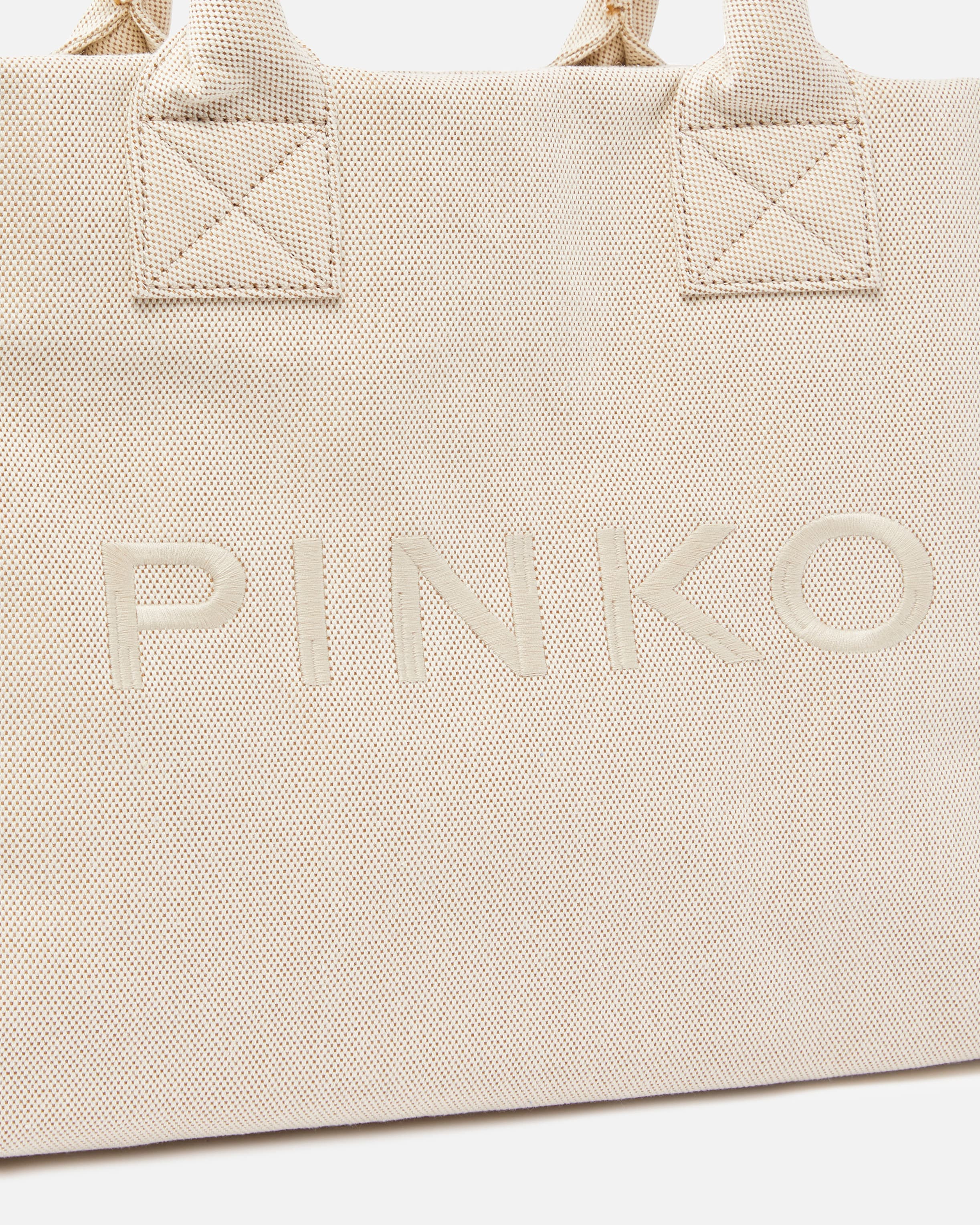 Beach shopper in salt-and-pepper recycled canvas PINKO