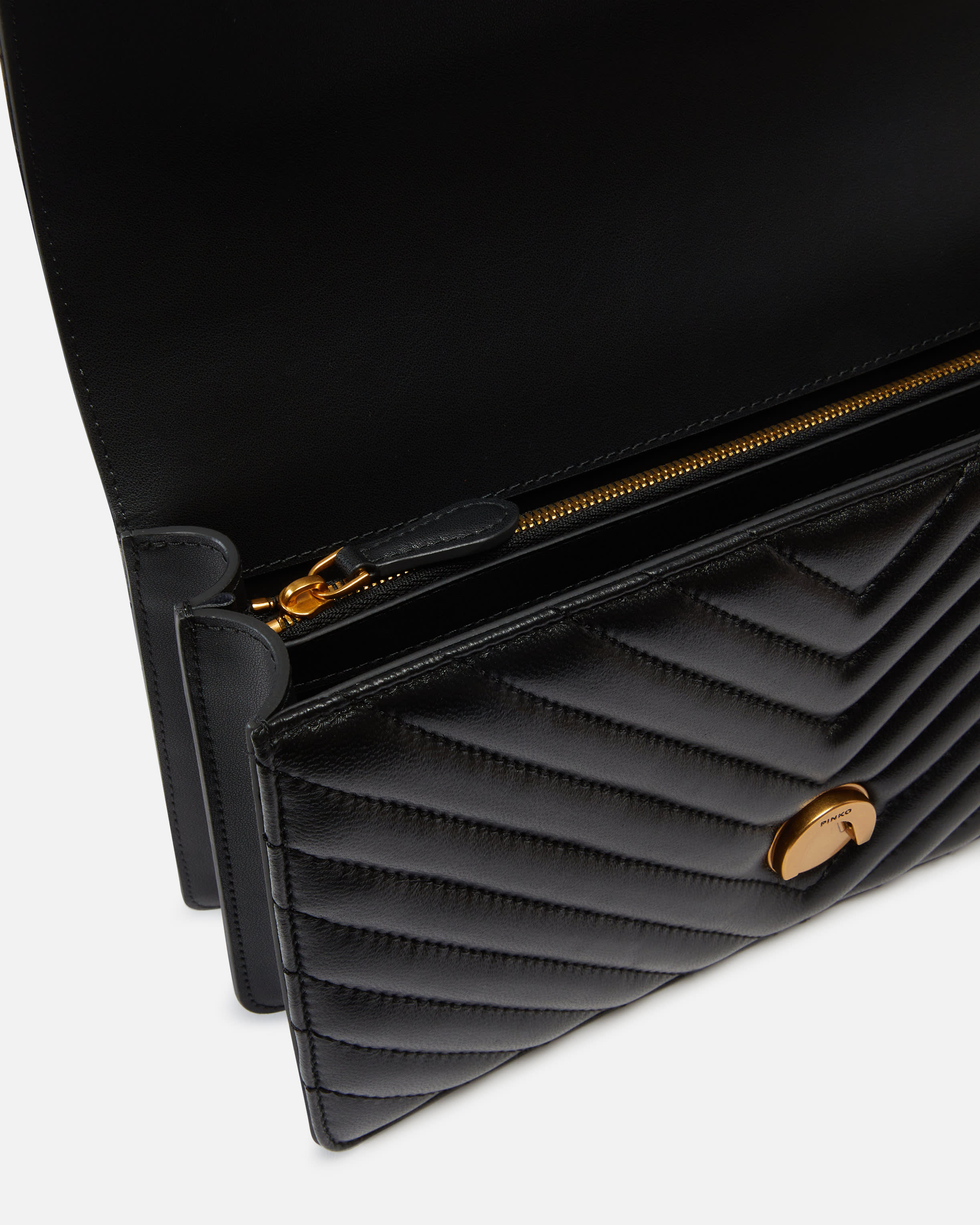 PINKO MARMOLADA104740A2FQEZ1 関税送料込 Pinko Flat Classic Logo-plaque glitter-detail bag