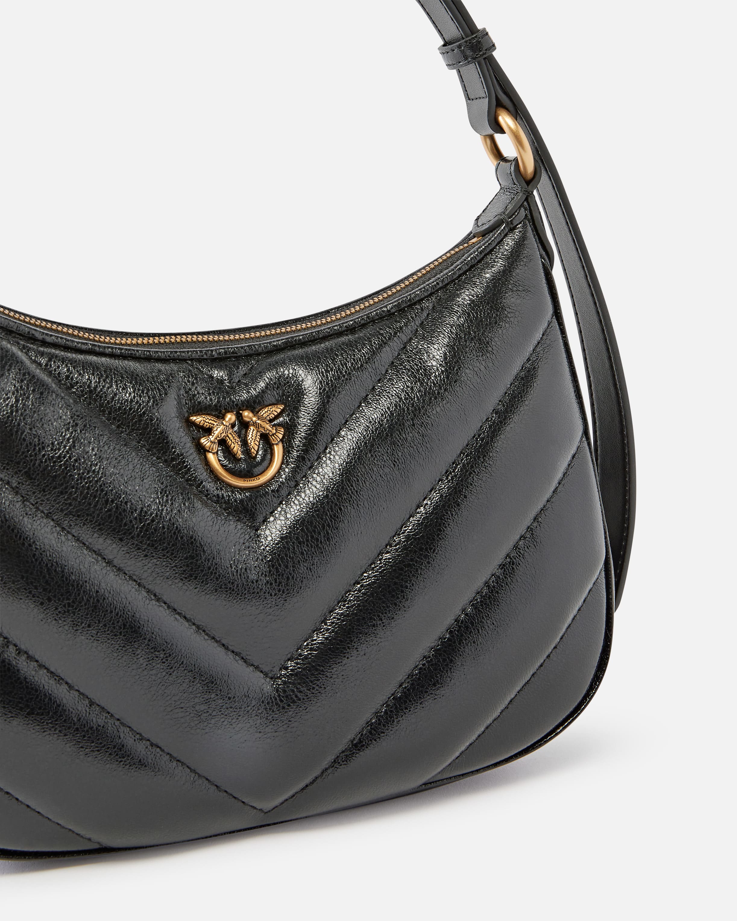 Laminated leather small shoulder bag sales
