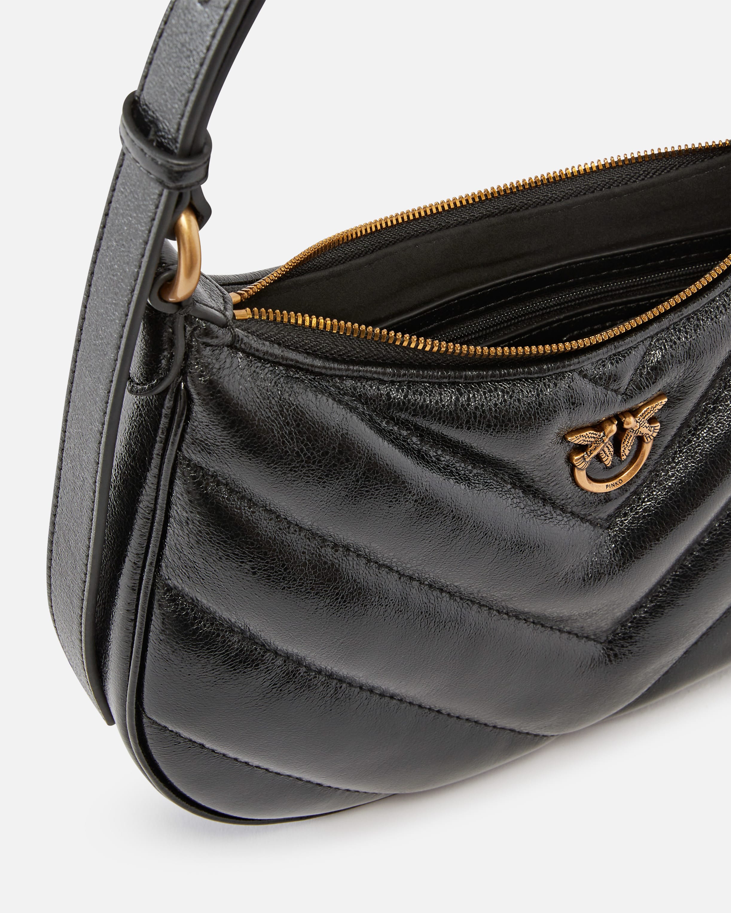 Laminated leather small shoulder bag sales