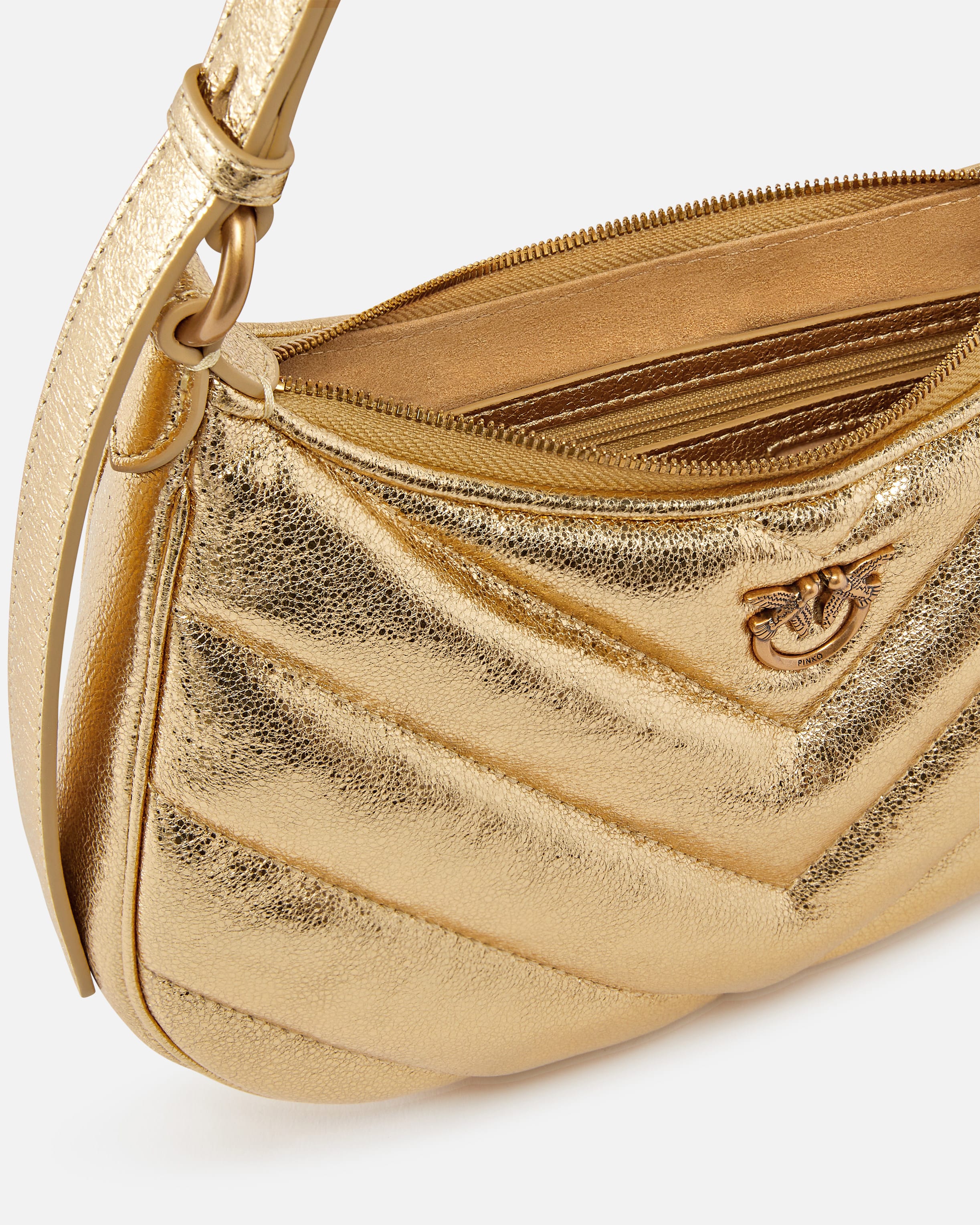 Laminated leather small shoulder bag top