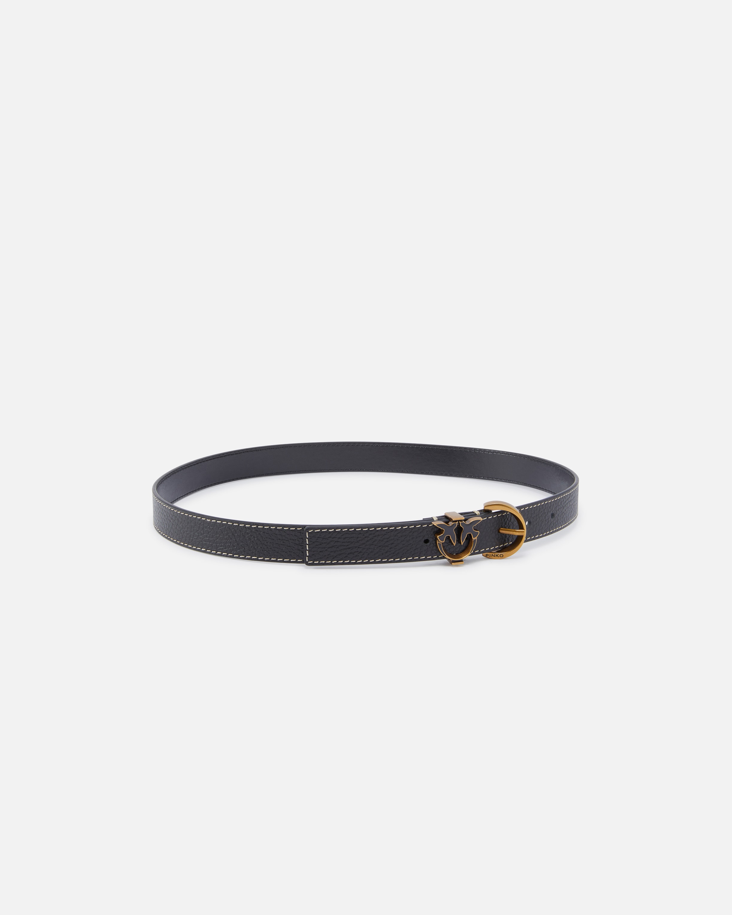 Tumbled leather belt with Love Birds detail, 2.5 cm PINKO