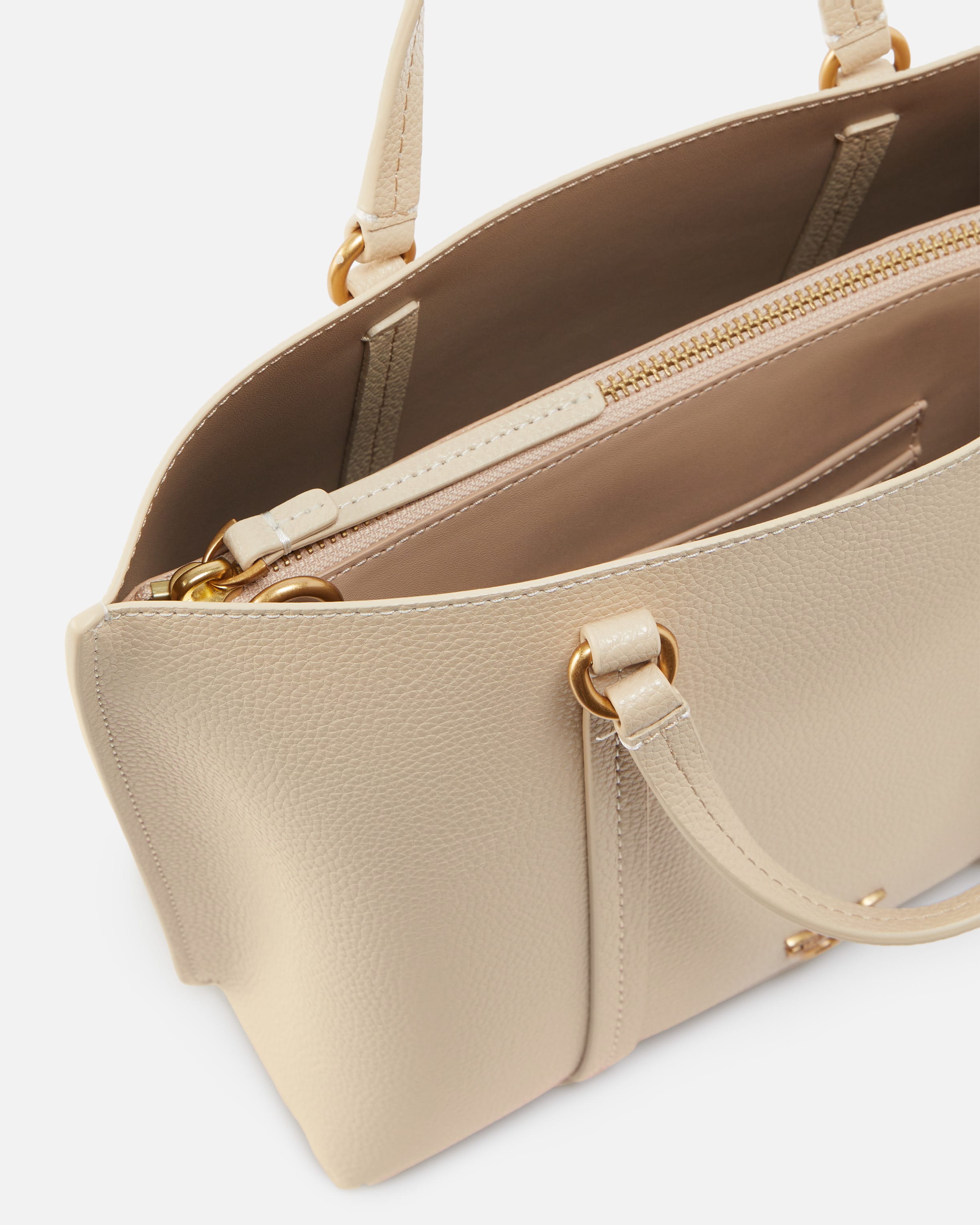 Tumbled leather shopping bag with shoulder strap PINKO