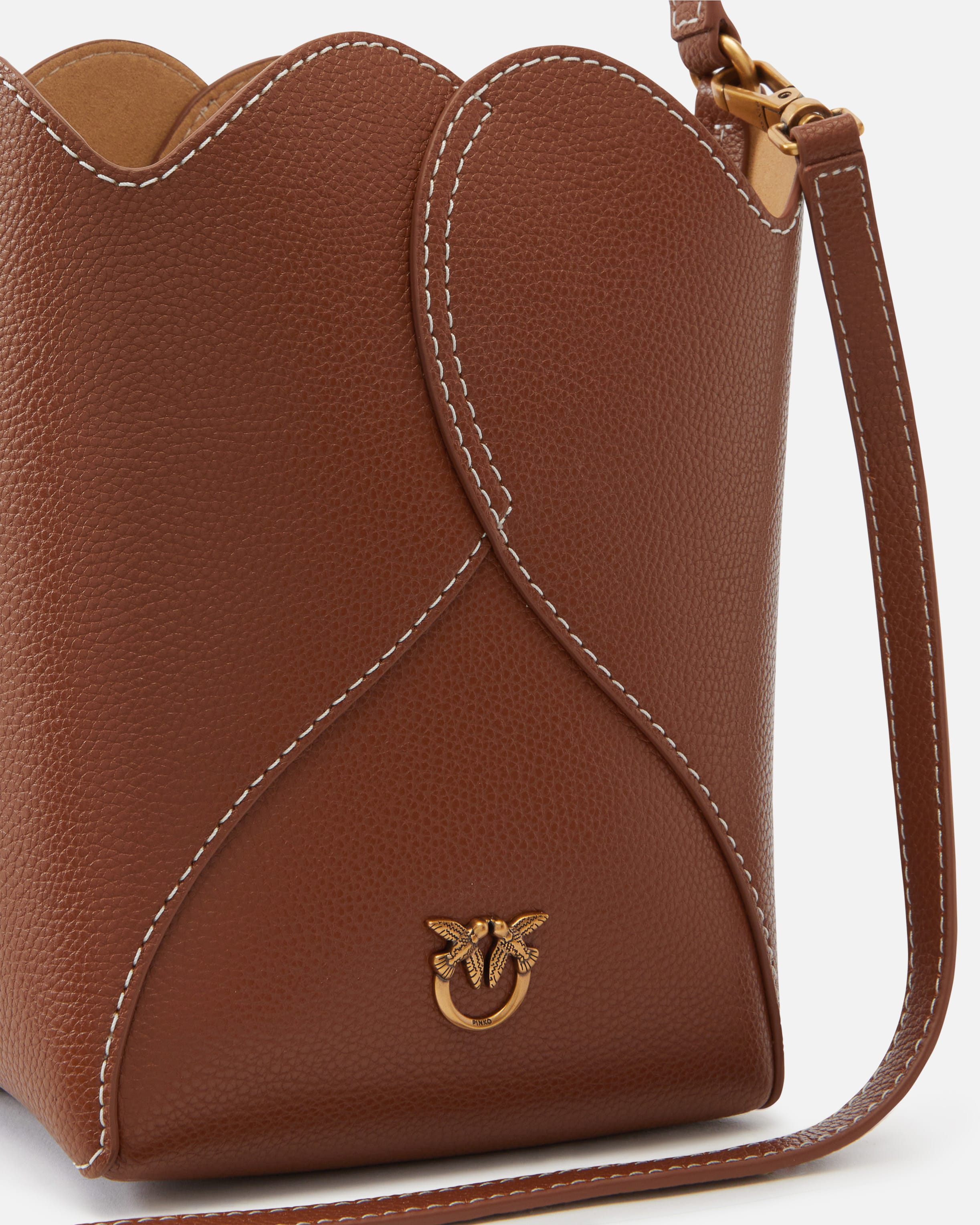 Heart mini leather bucket bag with shoulder strap PINKO Shop Online