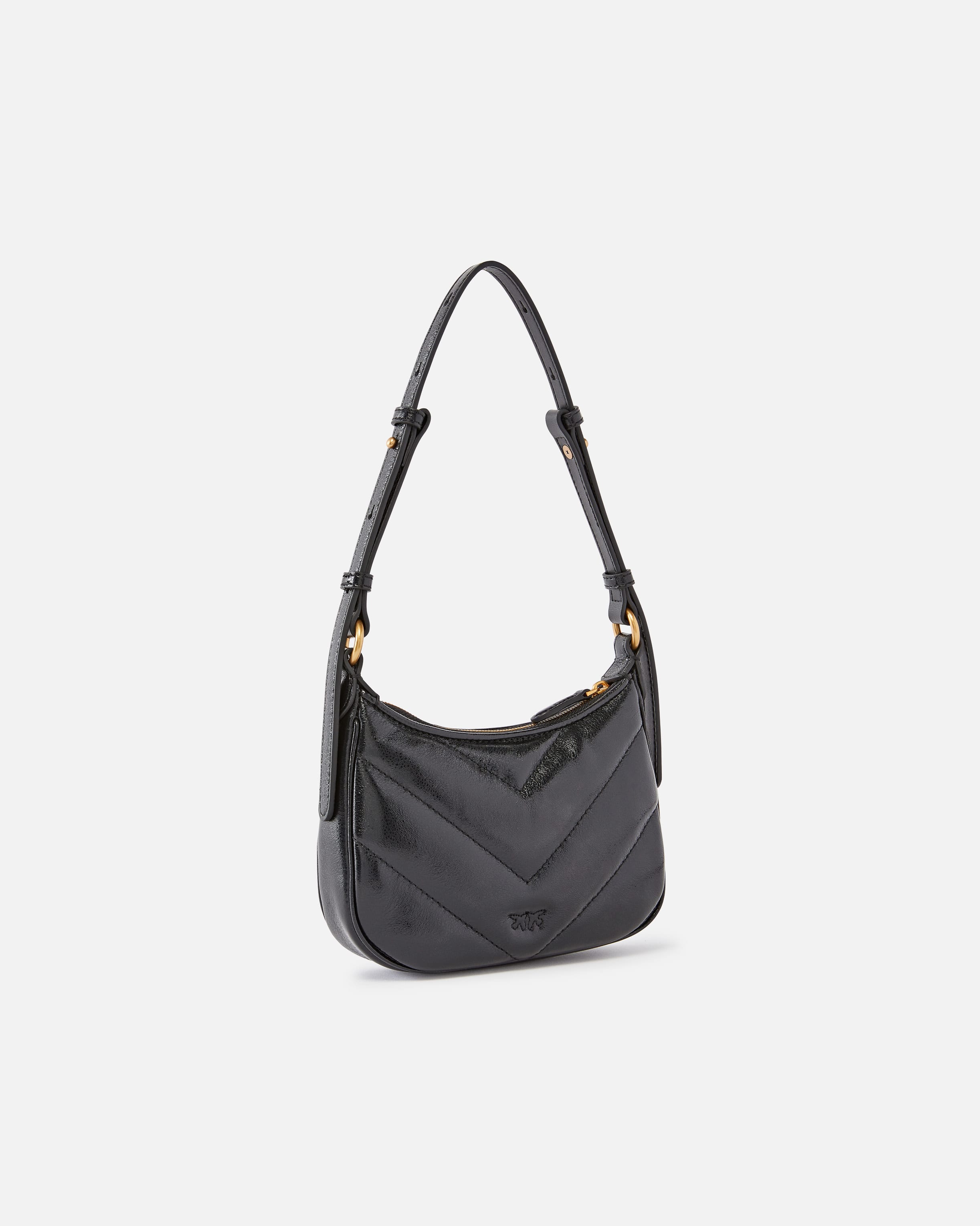 Baby half moon laminated leather shoulder bag