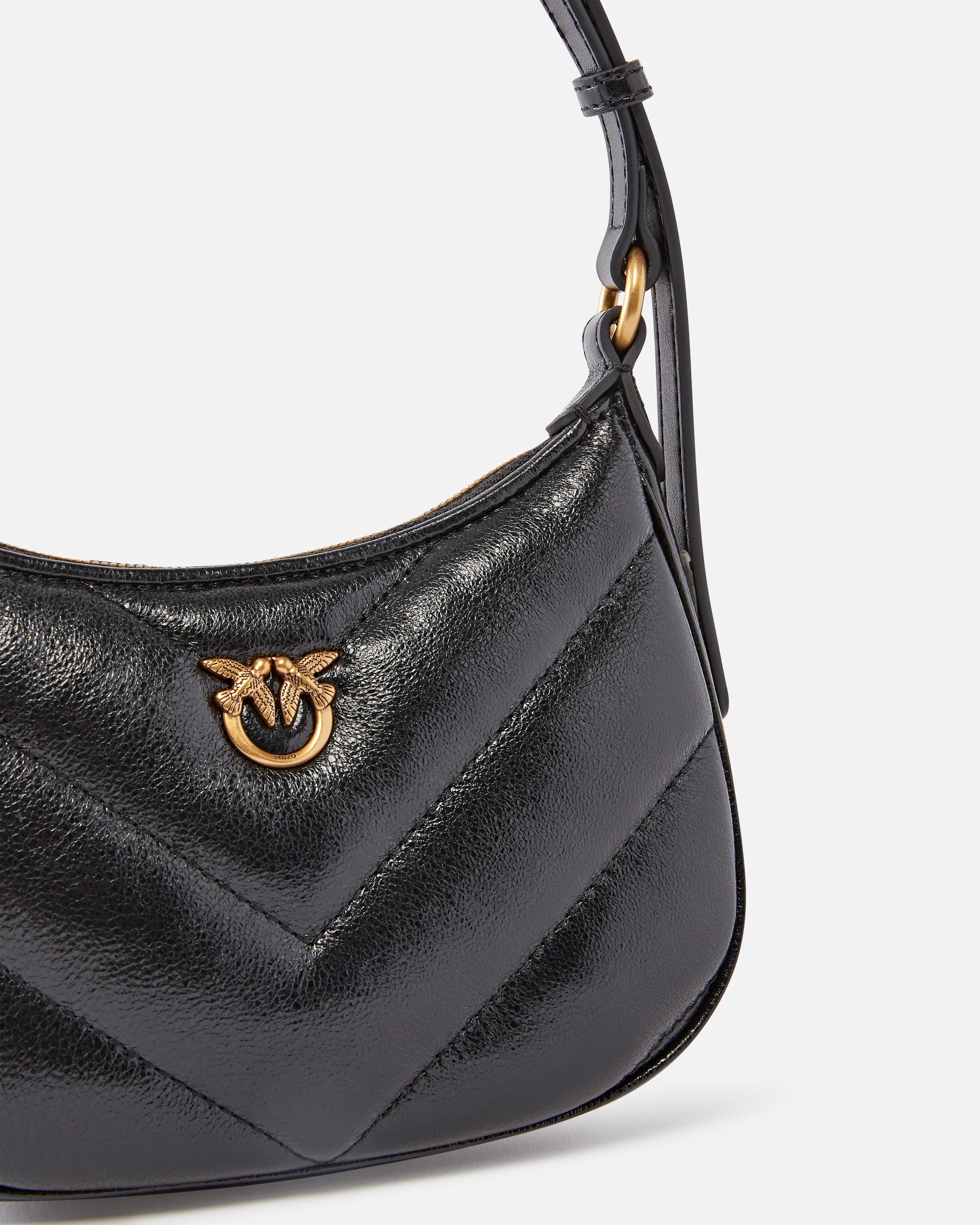 Baby half moon laminated leather shoulder bag