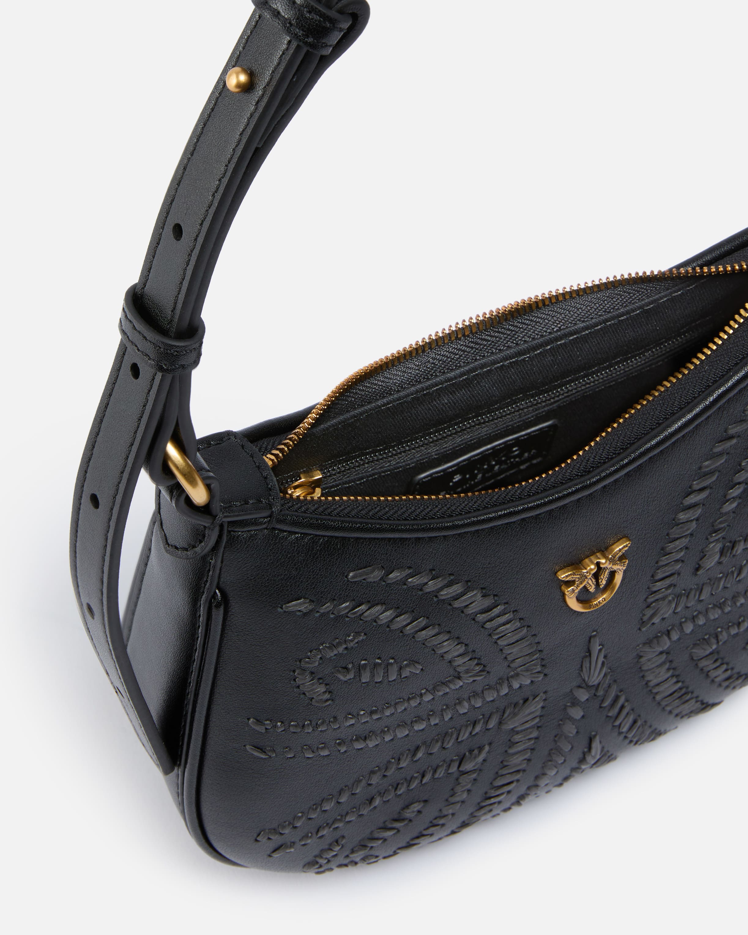 Baby Half Moon shoulder bag with raffia embroidery PINKO