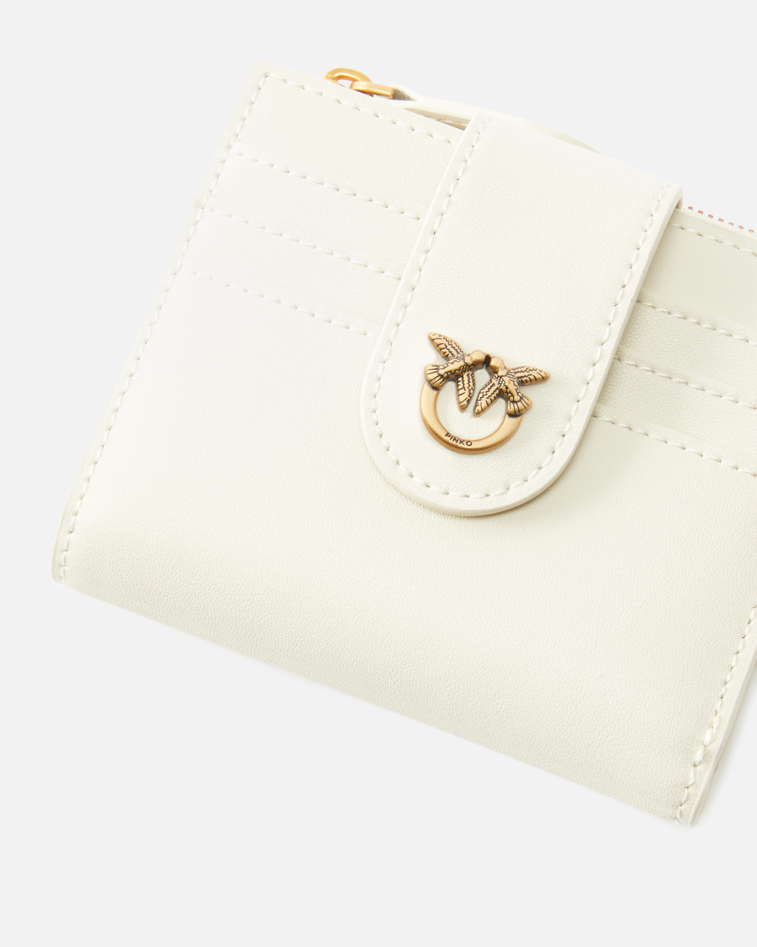 Small smooth leather wallet with logo PINKO → Shop Online