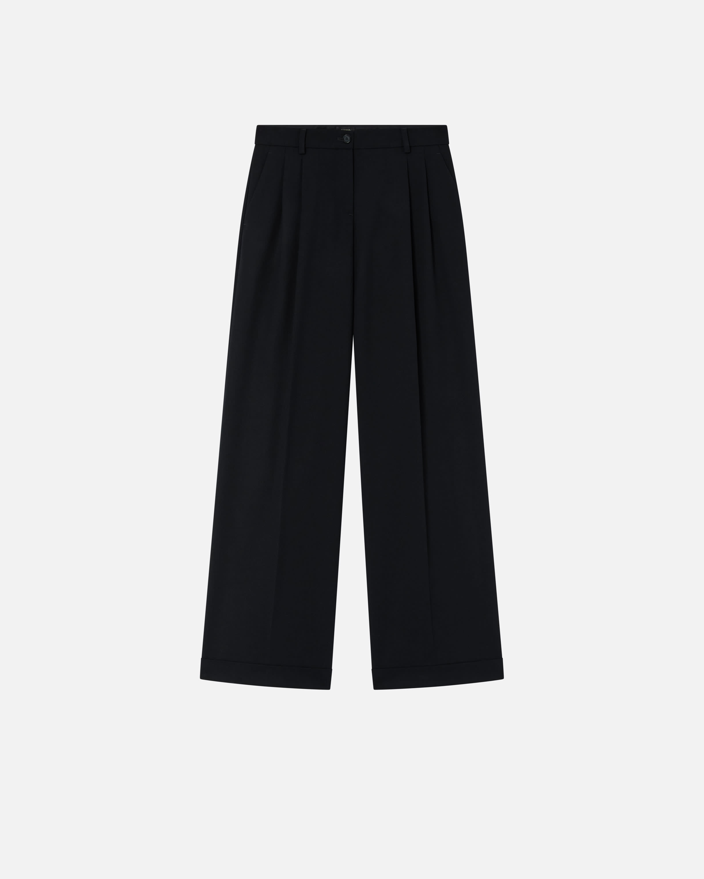 Wide-leg wool twill trousers with darts PINKO → Shop Online Wide-leg wool twill trousers with darts PINKO → Shop Online
