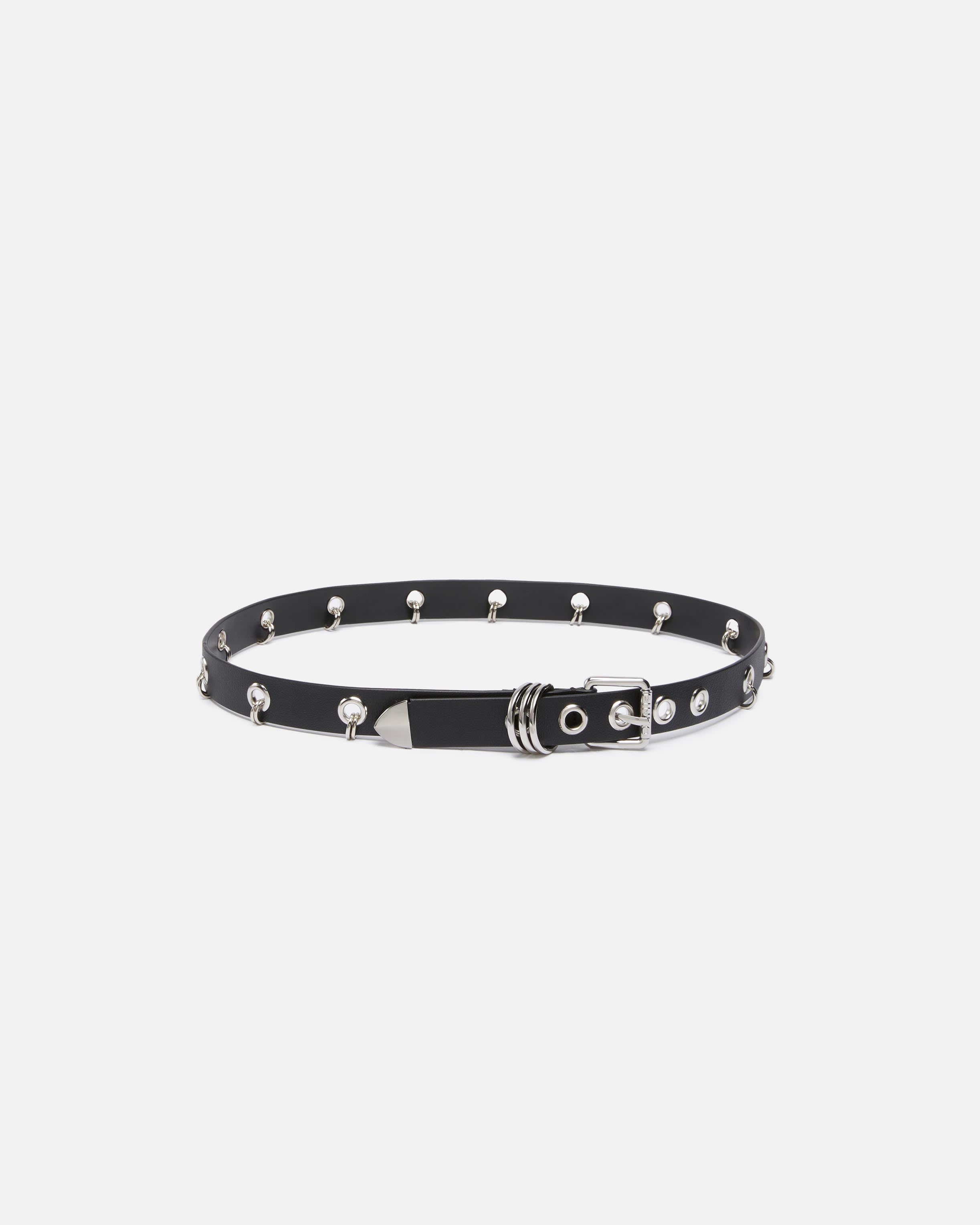 Leather belt with metal rings deals